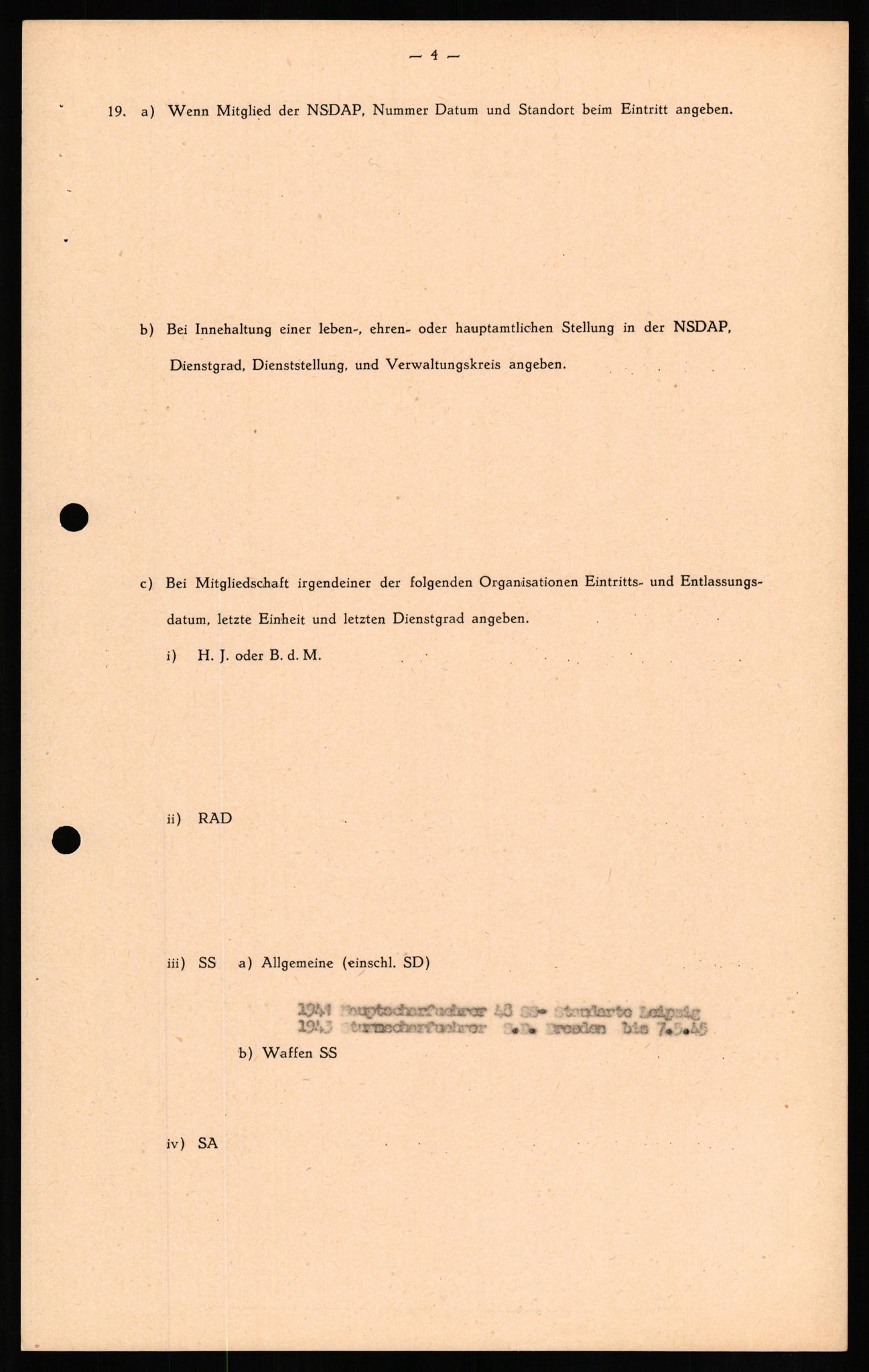 Forsvaret, Forsvarets overkommando II, RA/RAFA-3915/D/Db/L0021: CI Questionaires. Tyske okkupasjonsstyrker i Norge. Tyskere., 1945-1946, s. 125