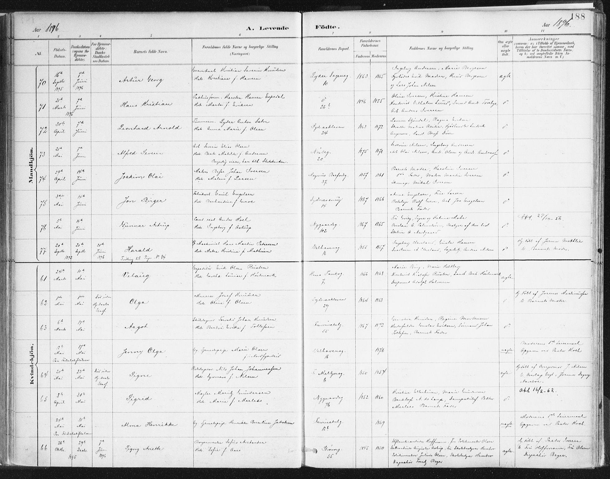 Johanneskirken sokneprestembete, SAB/A-76001/H/Haa/L0001: Ministerialbok nr. A 1, 1885-1900, s. 188
