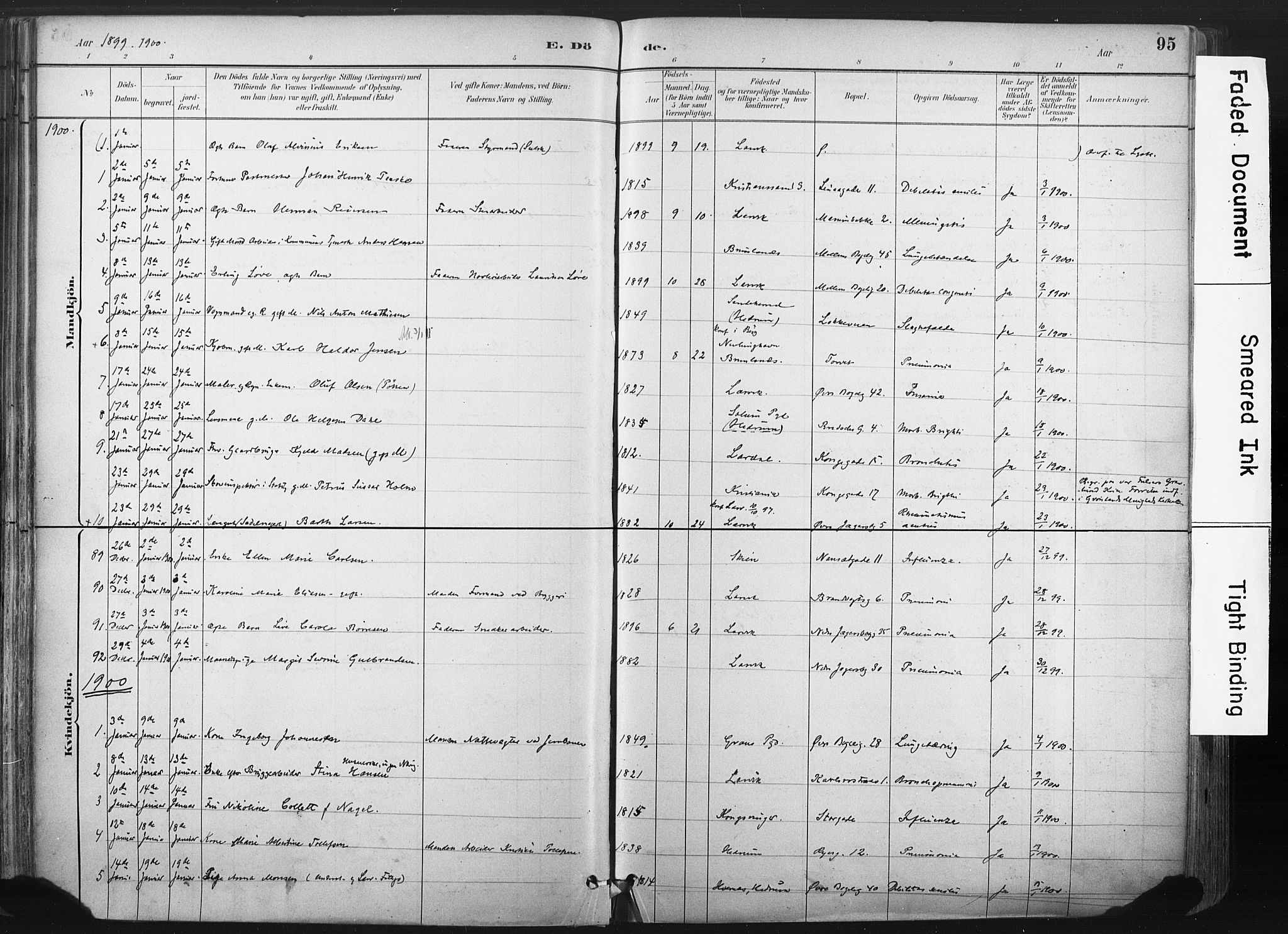 Larvik kirkebøker, AV/SAKO-A-352/F/Fa/L0010: Ministerialbok nr. I 10, 1884-1910, s. 95