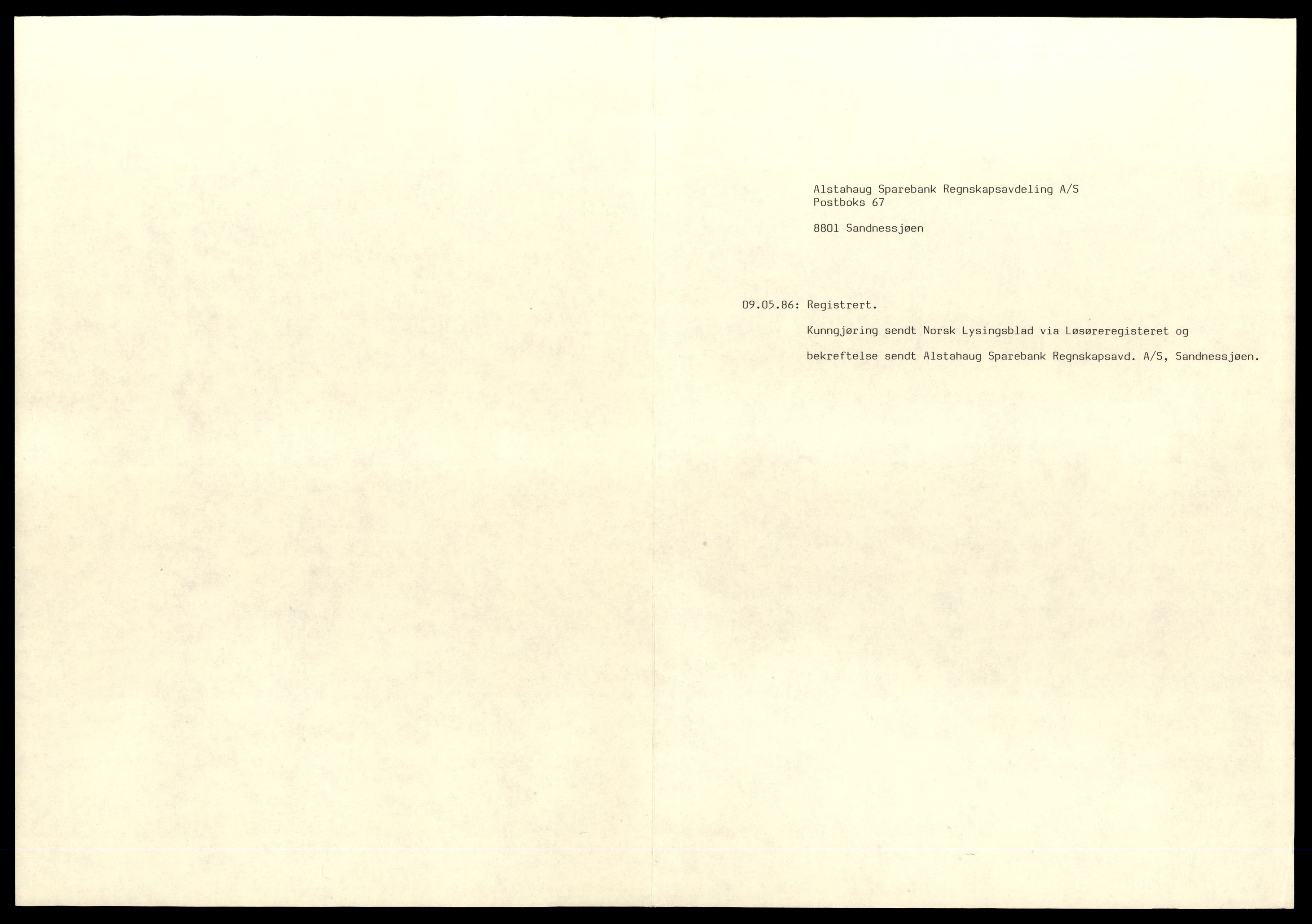 Alstahaug sorenskriveri, SAT/A-1009/2/J/Jd/Jda/L0006: Bilag, aksjeselskap, A-G, 1944-1990, s. 1