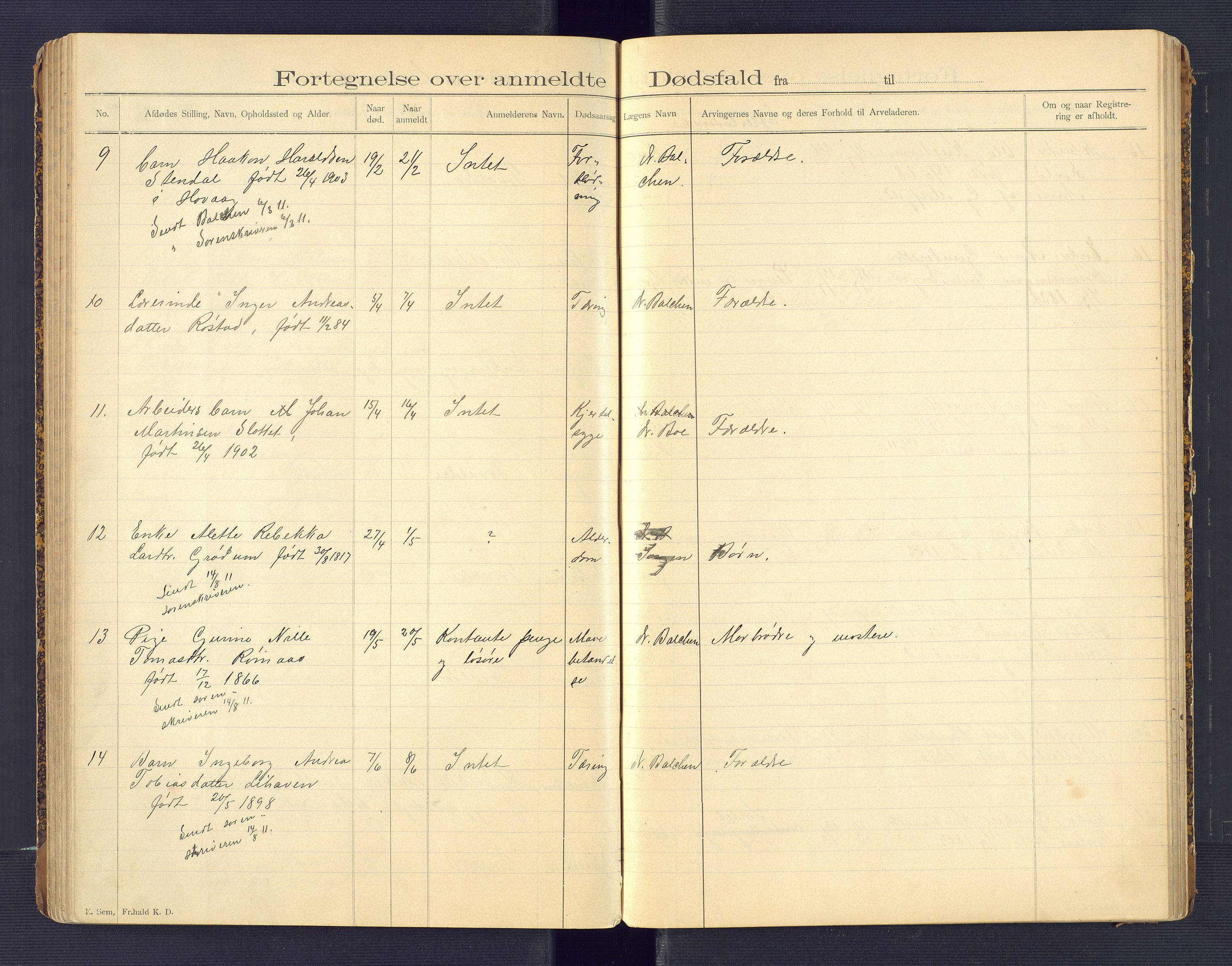 Birkenes lensmannskontor, AV/SAK-1241-0004/F/Fe/L0001/0001: Dødsfallsprotokoller / Dødsfallsprotokoll, 1898-1920