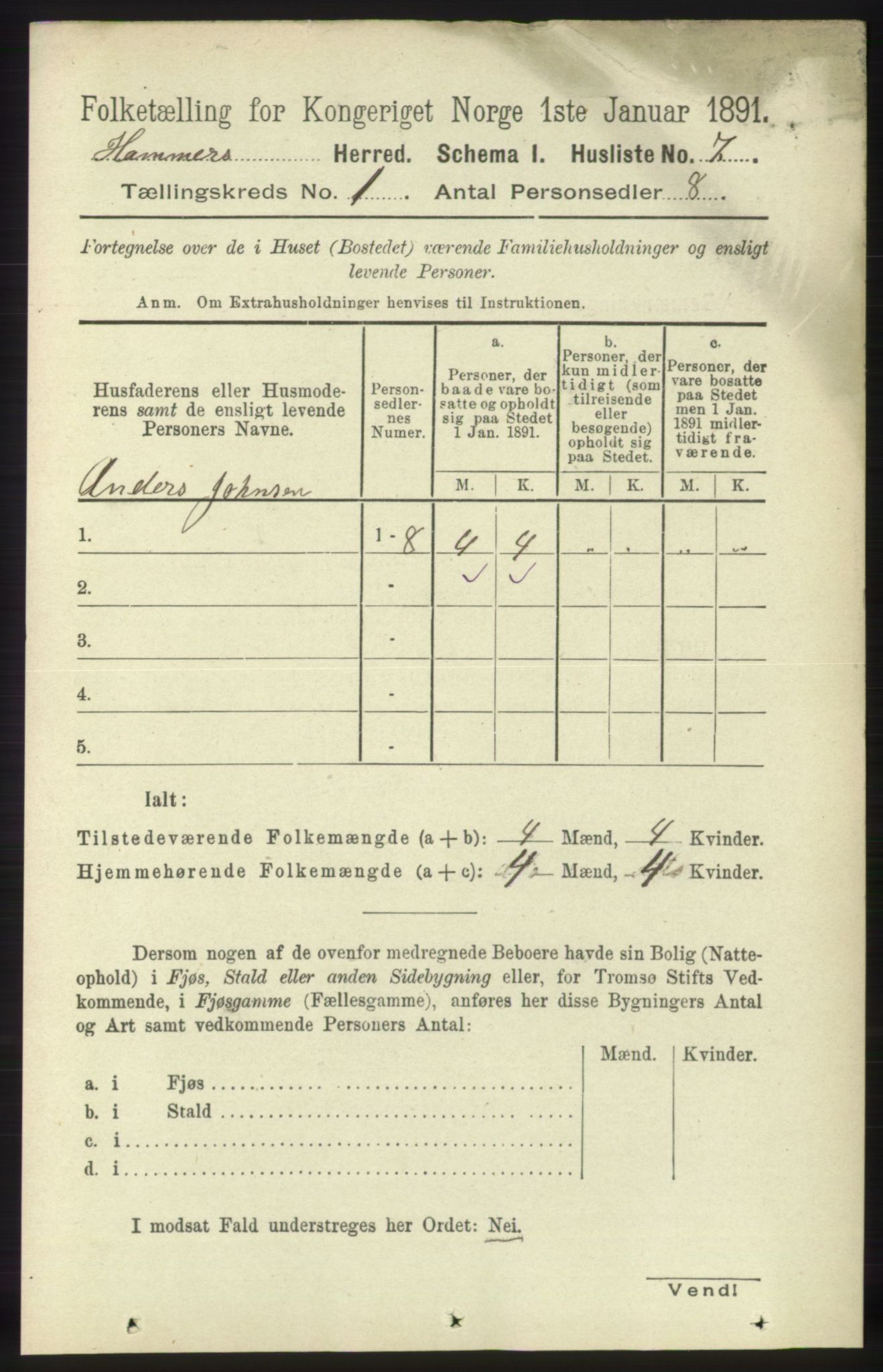 RA, Folketelling 1891 for 1254 Hamre herred, 1891, s. 47