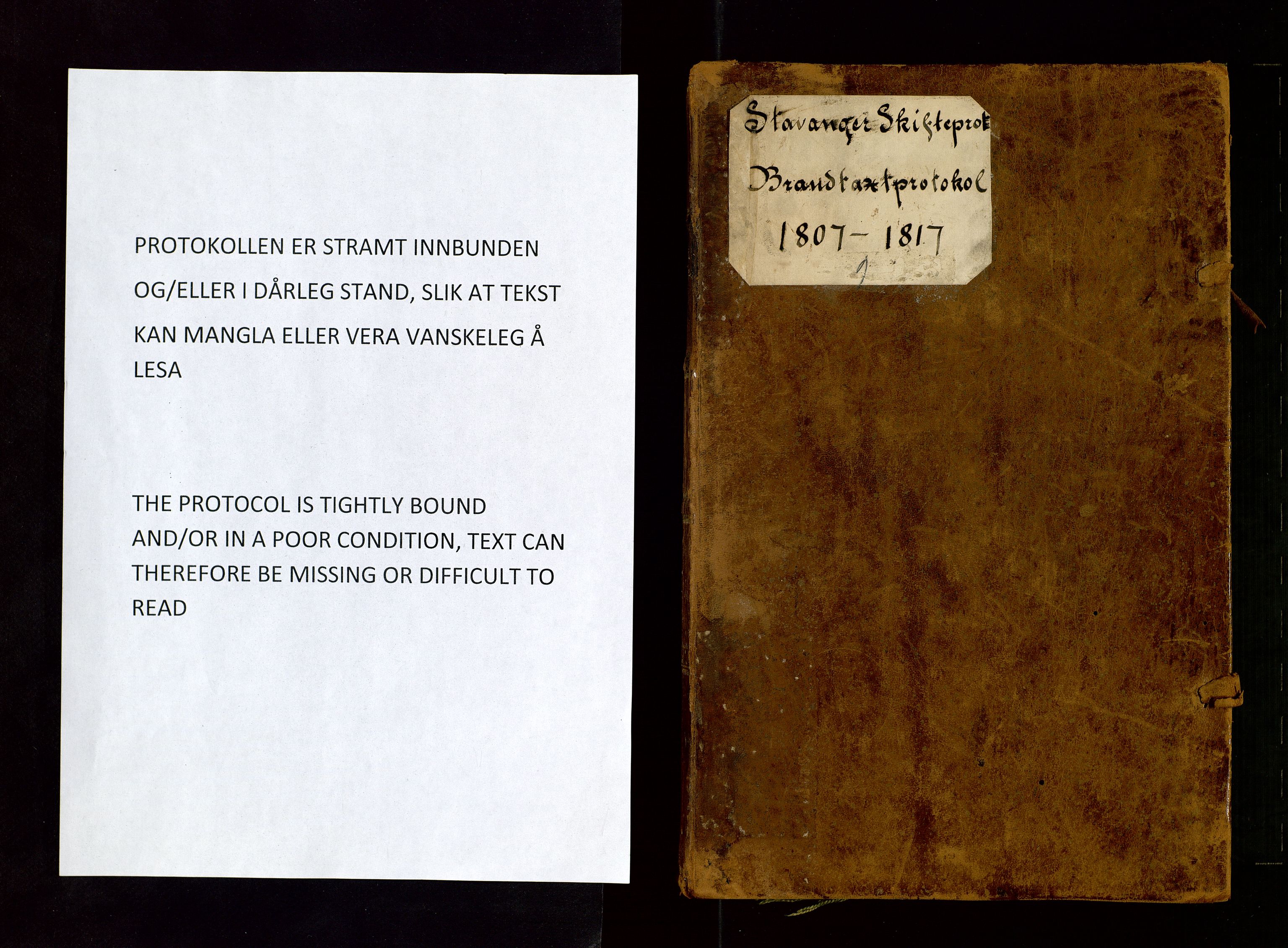 Fylkesmannen i Rogaland, AV/SAST-A-101928/99/3/312/312CE/L0001C: BRANNTAKSTPROTOKOLL FOR STAVANGER BY, 1807-1817