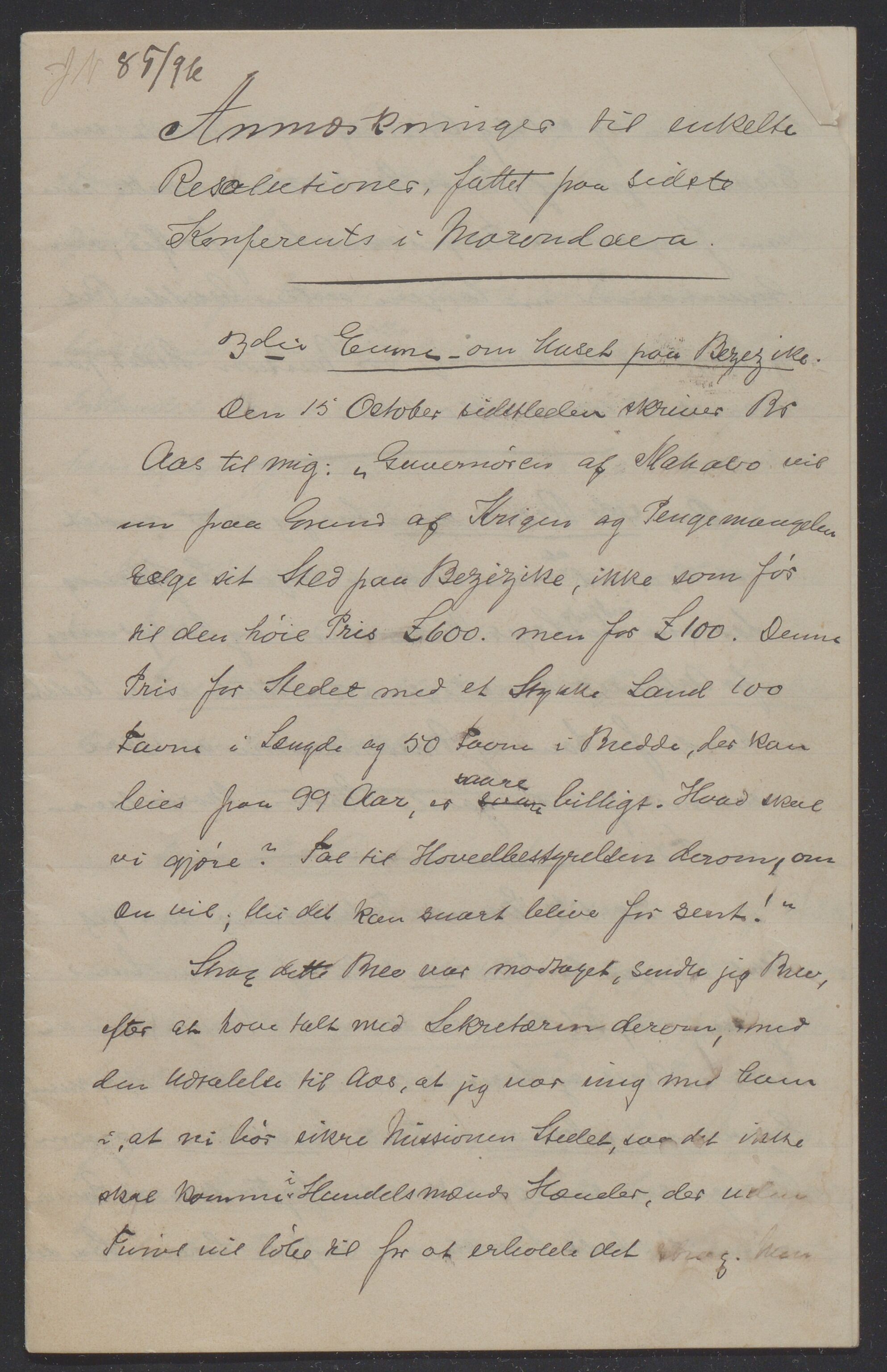 Det Norske Misjonsselskap - hovedadministrasjonen, VID/MA-A-1045/D/Da/Daa/L0041/0001: Konferansereferat og årsberetninger / Konferansereferat fra Vest-Madagaskar., 1896