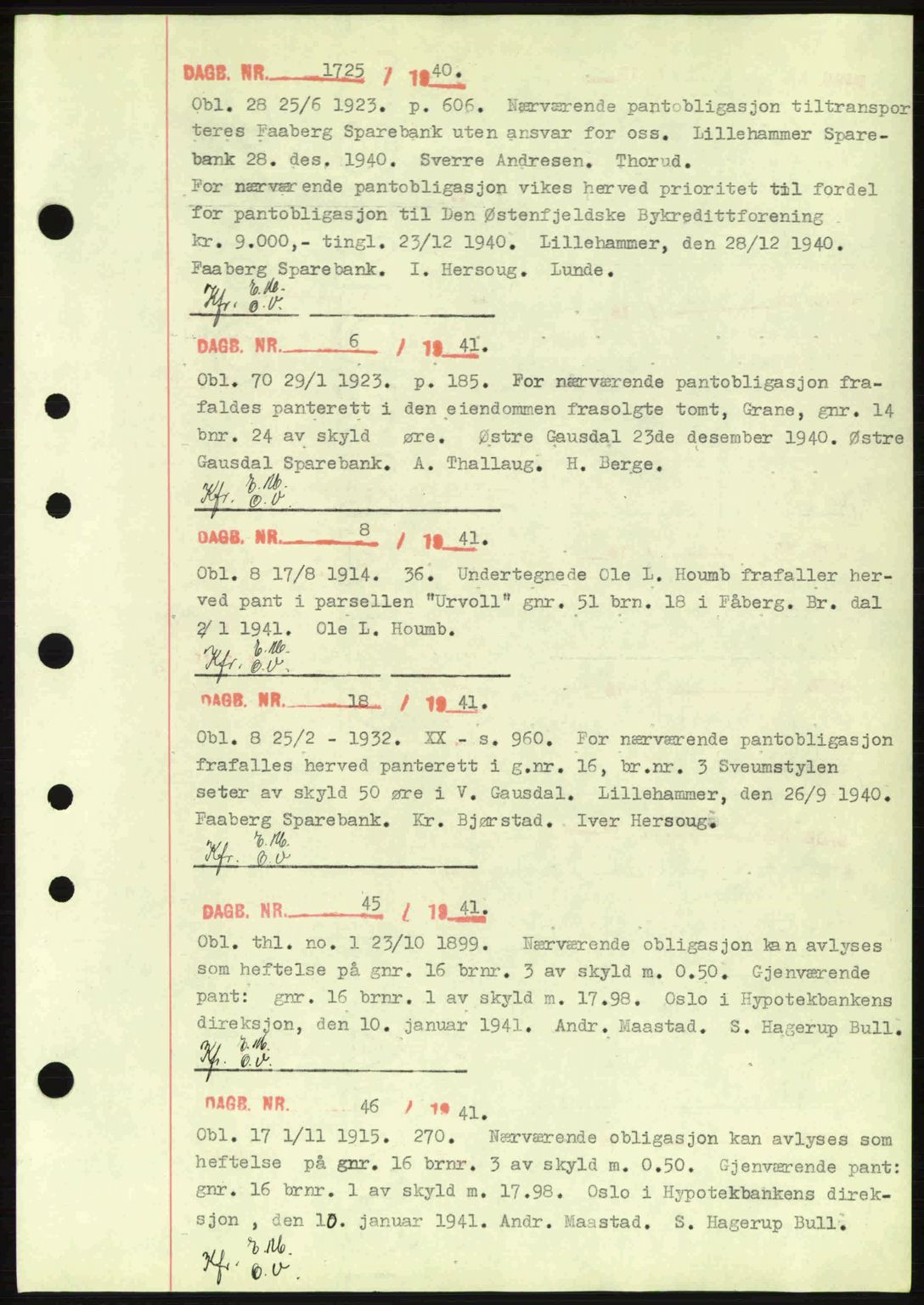 Sør-Gudbrandsdal tingrett, SAH/TING-004/H/Hb/Hbf/L0003: Pantebok nr. C5a, 1939-1946, Dagboknr: 1725/1940