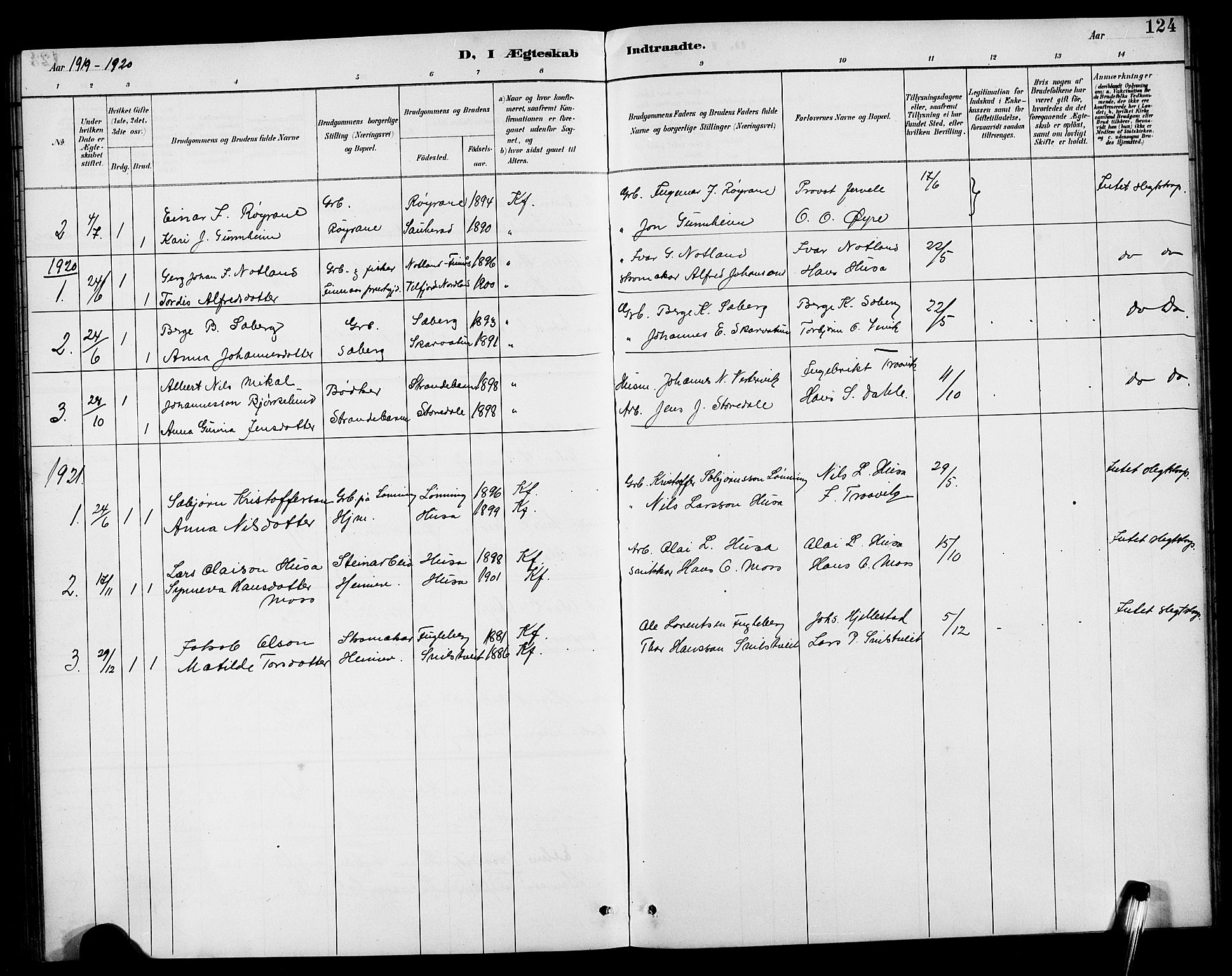 Kvinnherad sokneprestembete, AV/SAB-A-76401/H/Hab: Klokkerbok nr. E 1, 1885-1921, s. 124