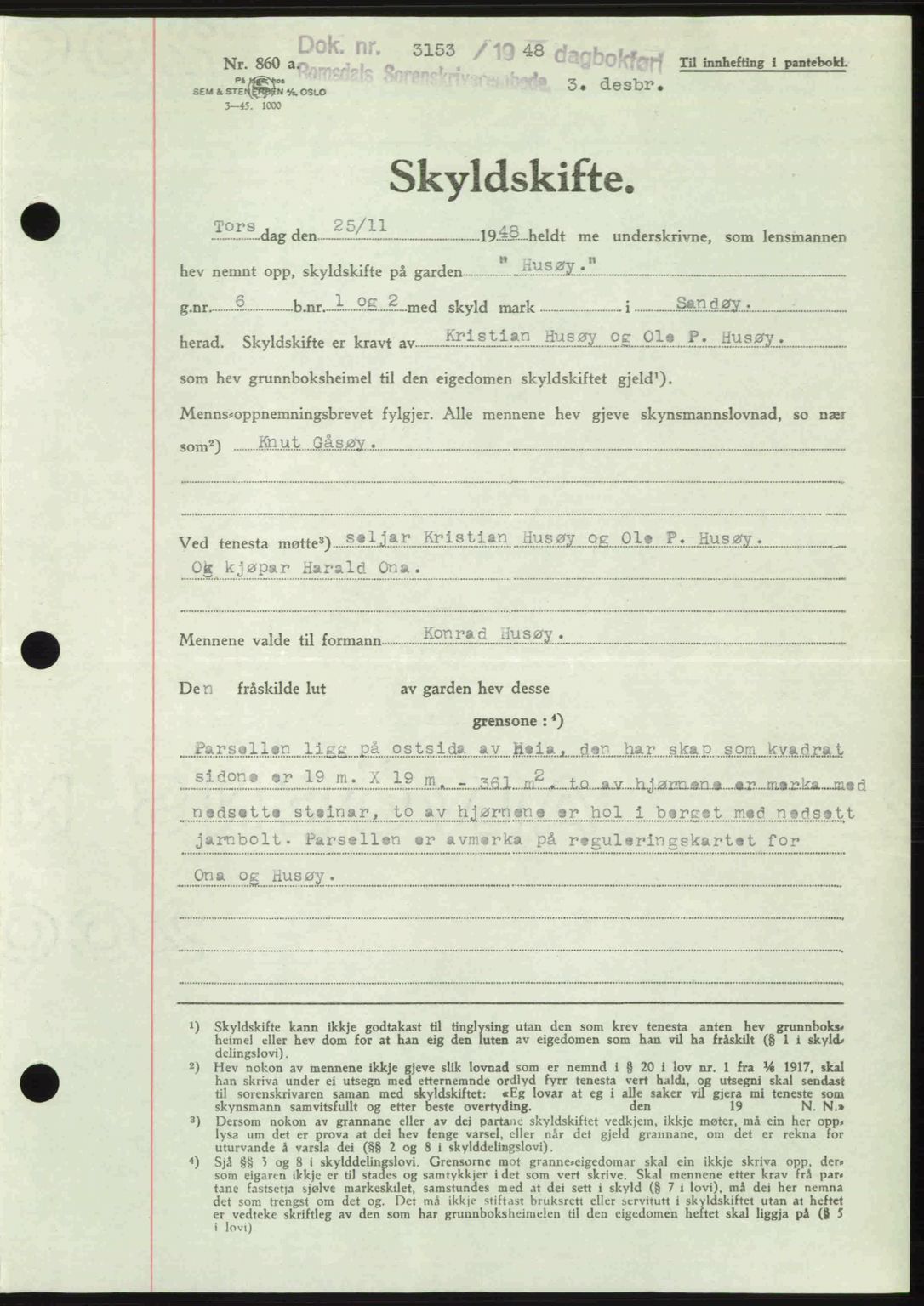 Romsdal sorenskriveri, AV/SAT-A-4149/1/2/2C: Pantebok nr. A28, 1948-1949, Dagboknr: 3153/1948