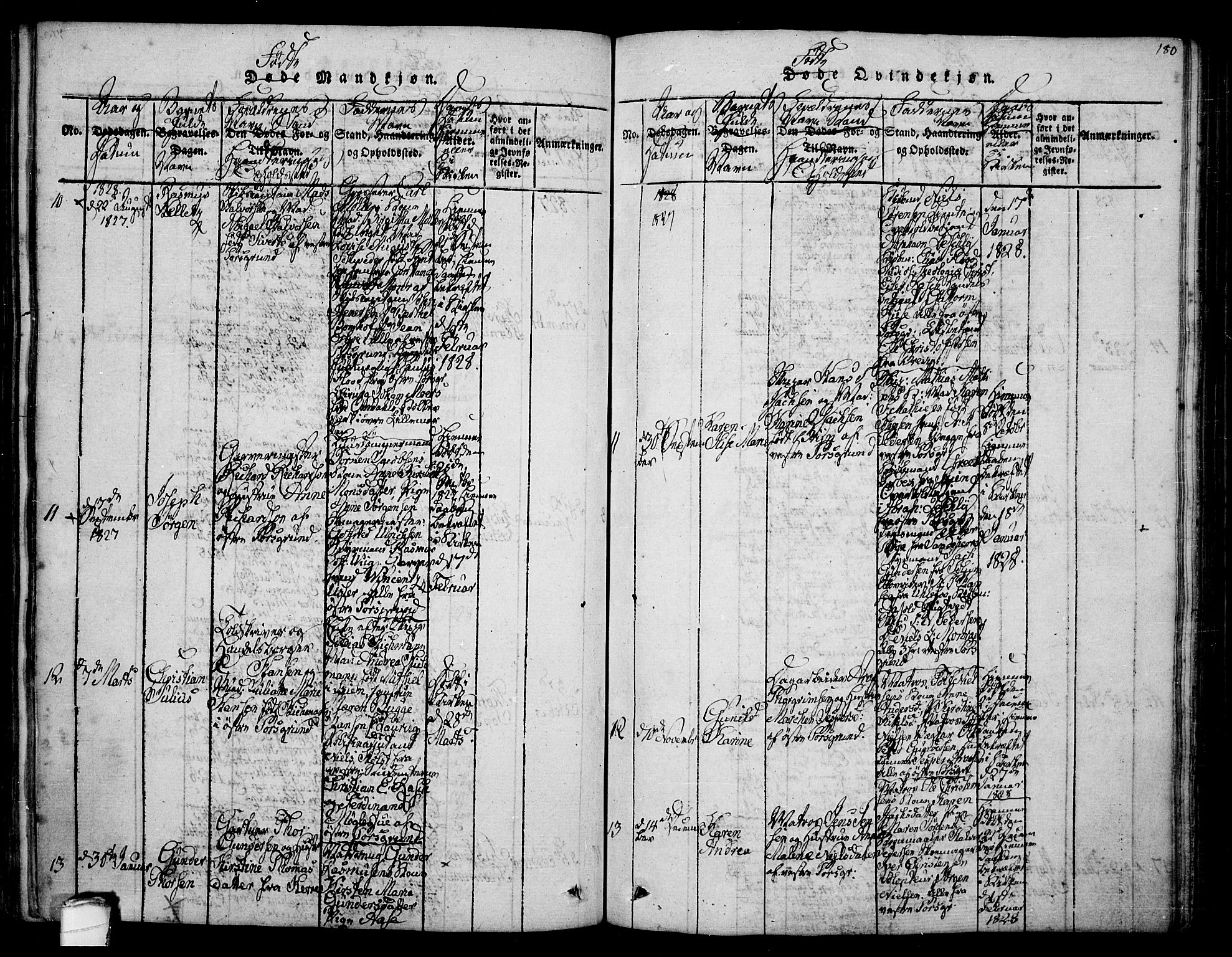 Porsgrunn kirkebøker , SAKO/A-104/F/Fa/L0004: Ministerialbok nr. 4, 1814-1828, s. 180
