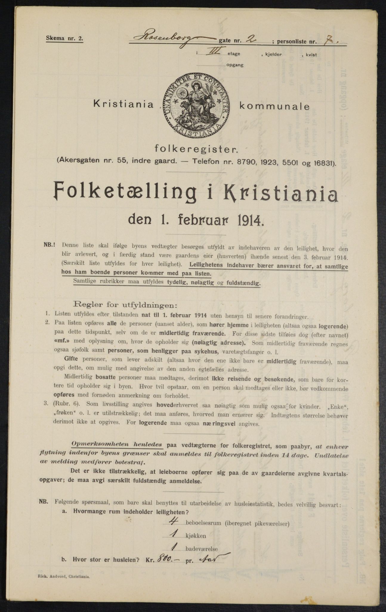 OBA, Kommunal folketelling 1.2.1914 for Kristiania, 1914, s. 83306