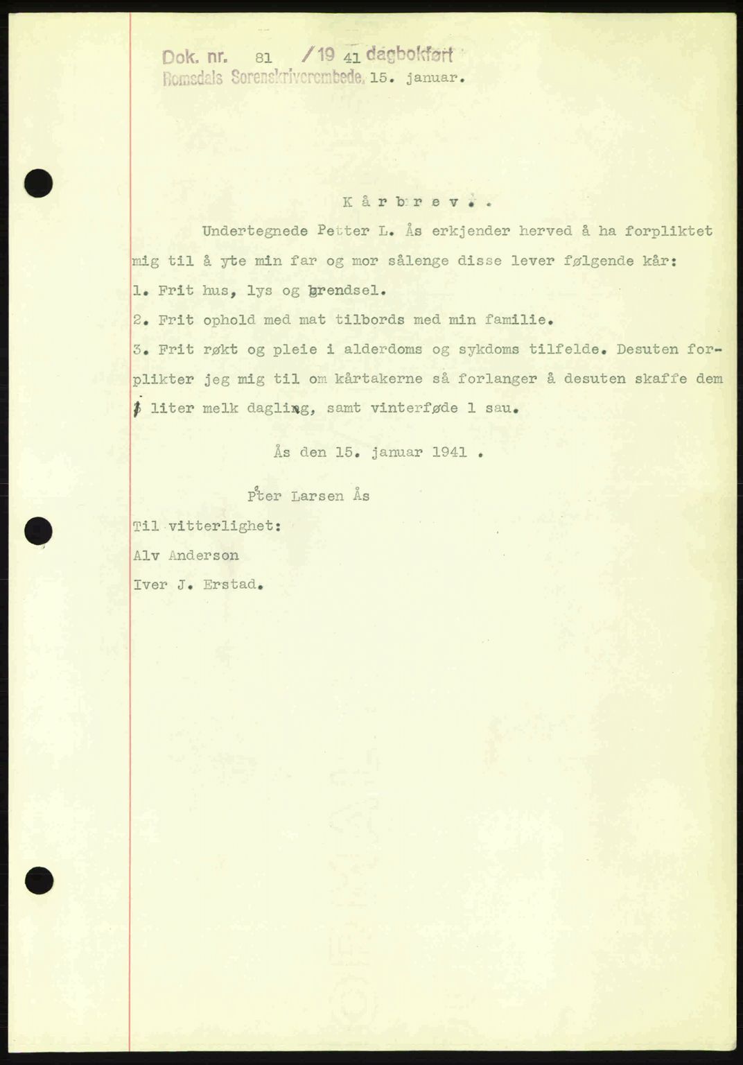Romsdal sorenskriveri, SAT/A-4149/1/2/2C: Pantebok nr. A9, 1940-1941, Dagboknr: 81/1941