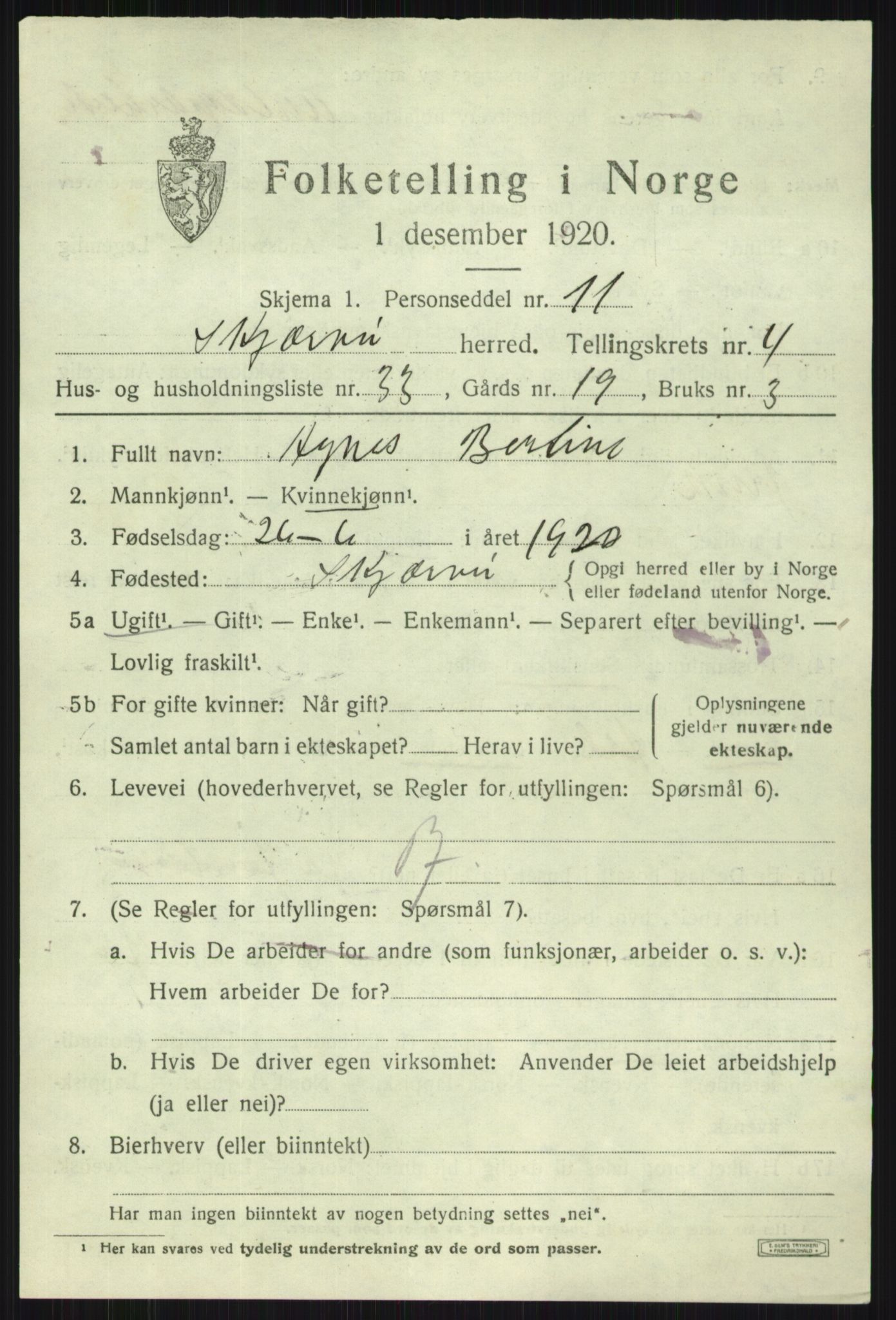 SATØ, Folketelling 1920 for 1941 Skjervøy herred, 1920, s. 2881