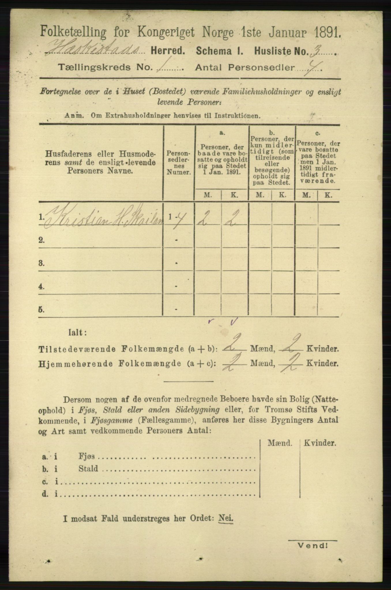 RA, Folketelling 1891 for 1113 Heskestad herred, 1891, s. 21