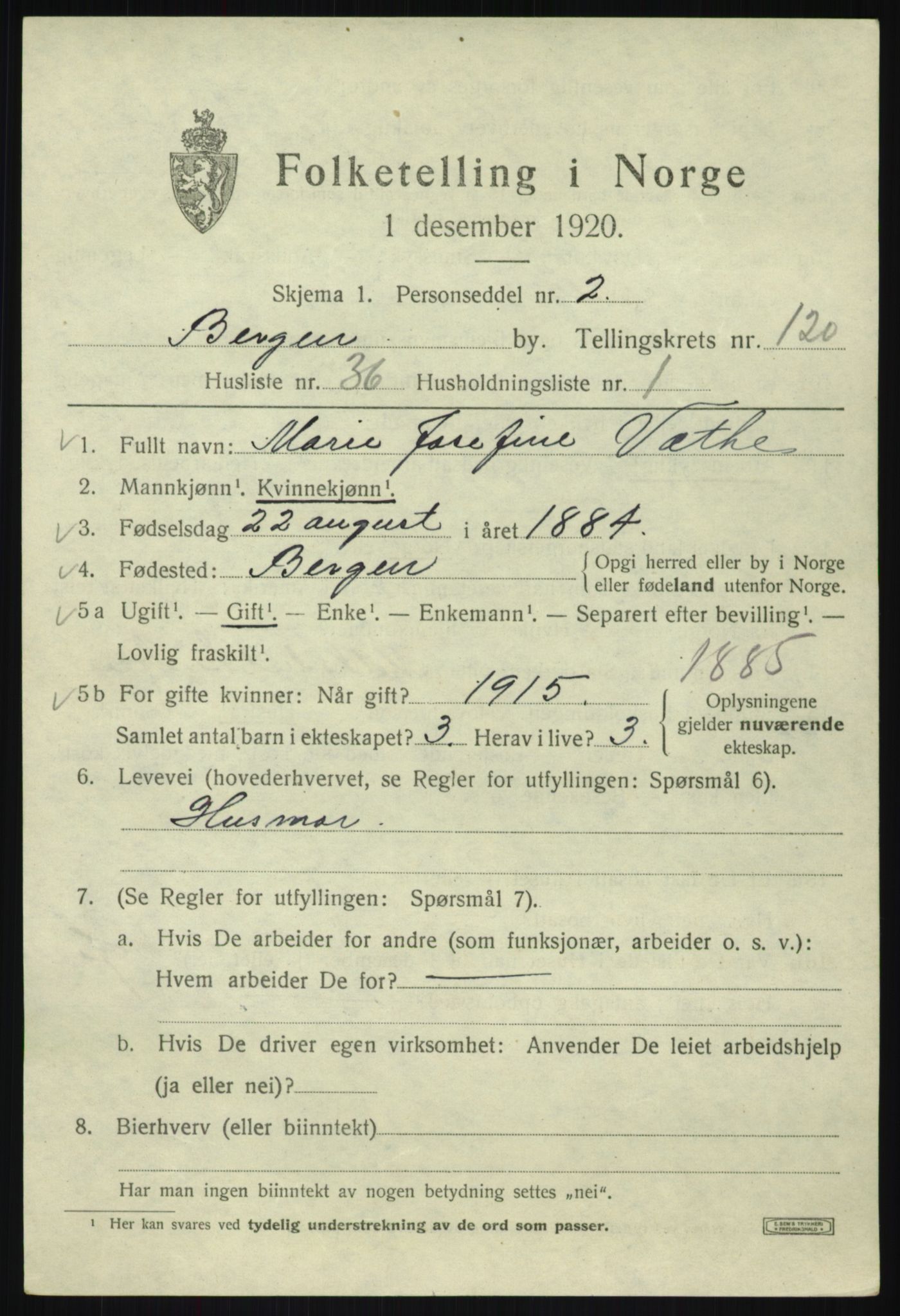SAB, Folketelling 1920 for 1301 Bergen kjøpstad, 1920, s. 202048