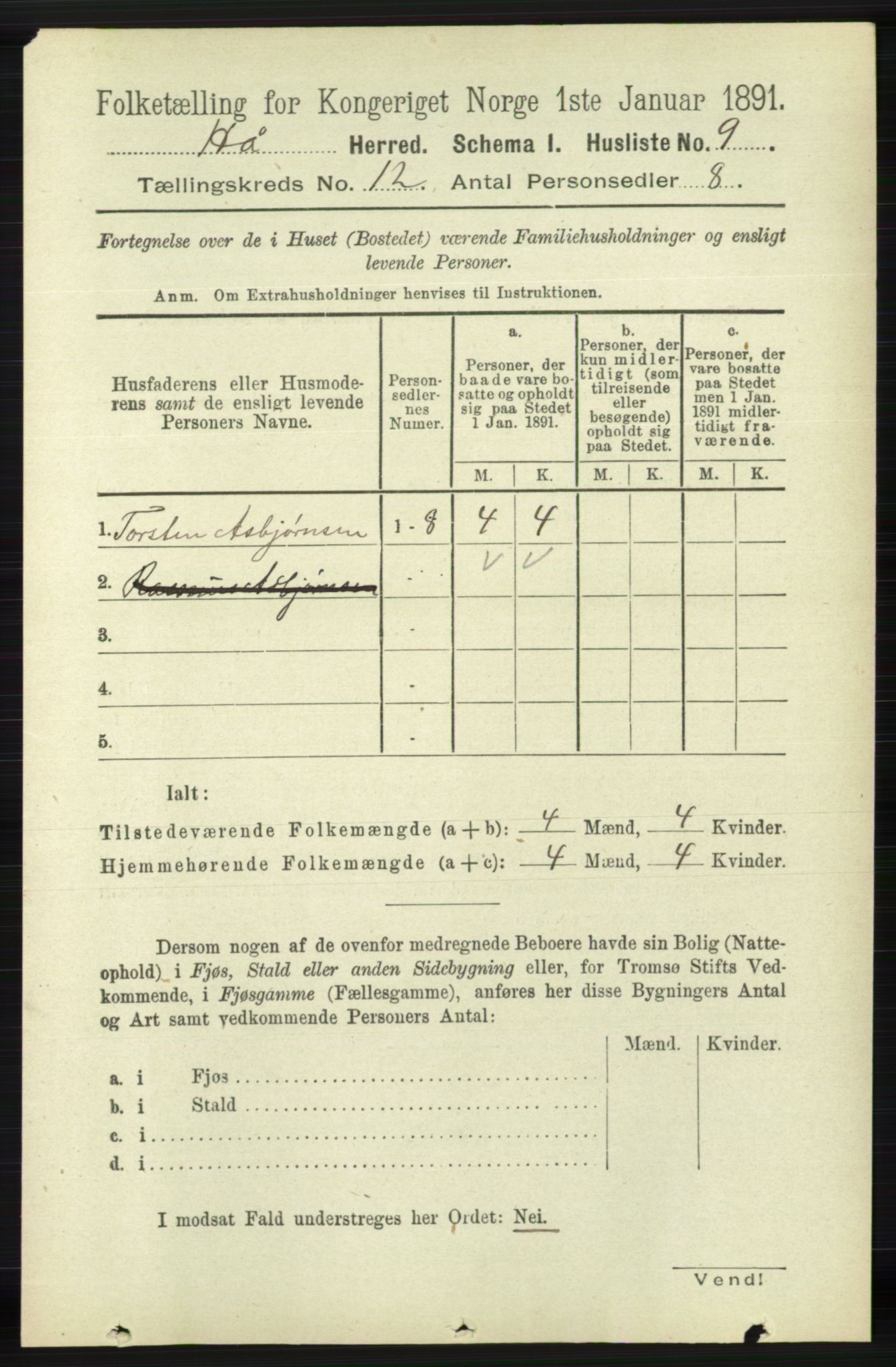 RA, Folketelling 1891 for 1119 Hå herred, 1891, s. 2849