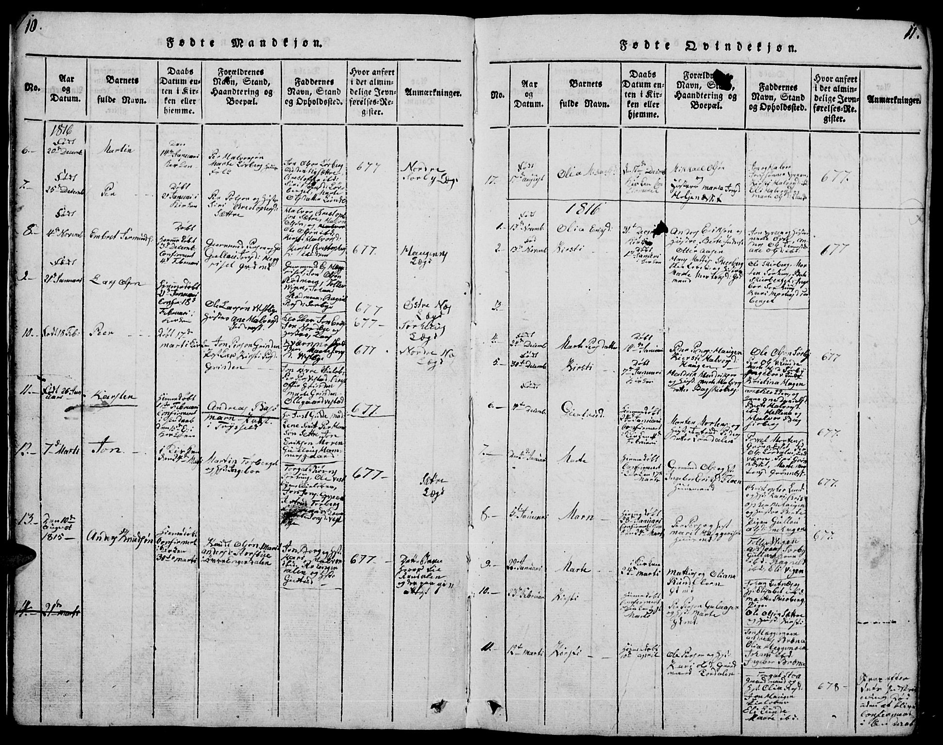 Trysil prestekontor, AV/SAH-PREST-046/H/Ha/Hab/L0004: Klokkerbok nr. 4, 1814-1841, s. 10-11