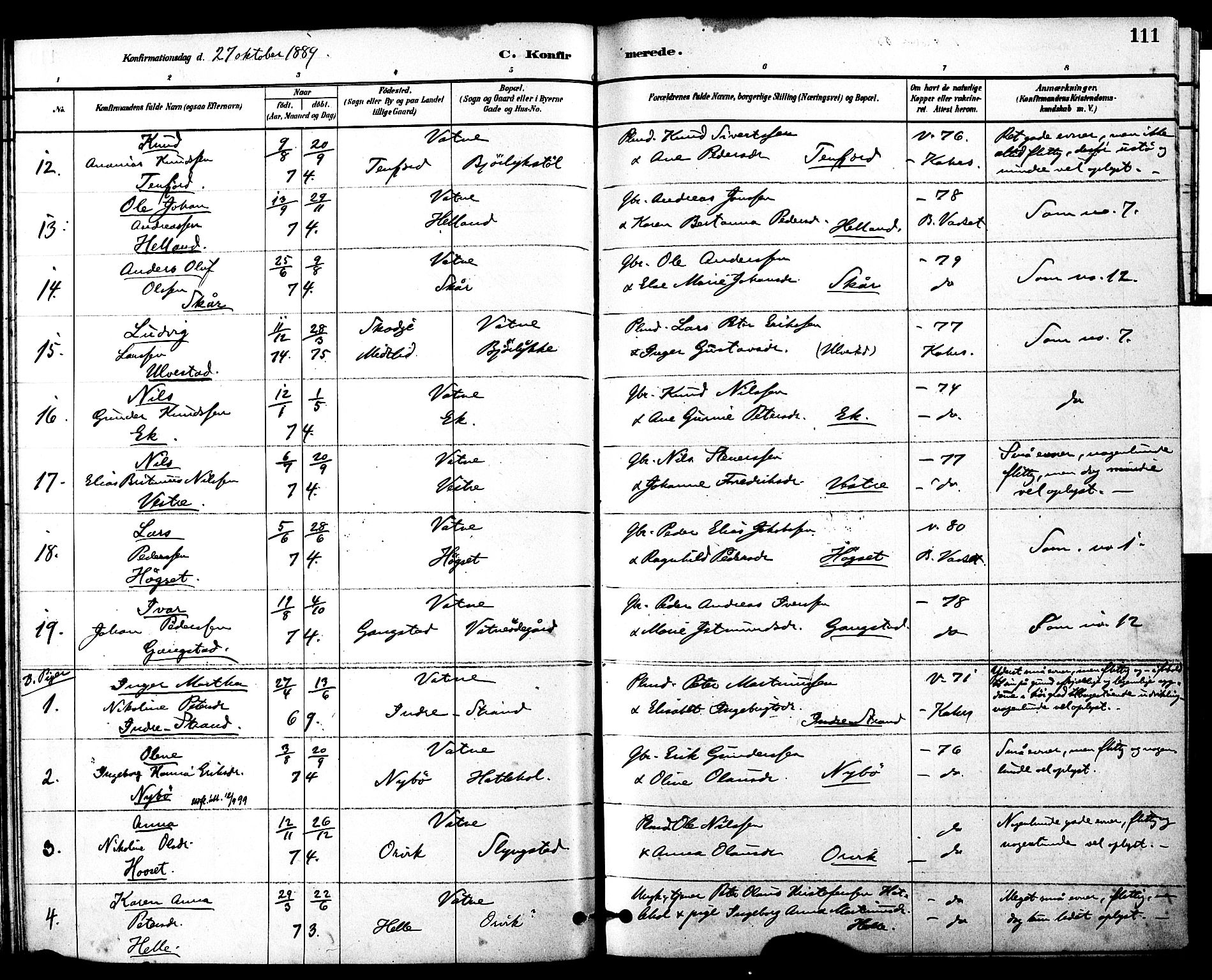 Ministerialprotokoller, klokkerbøker og fødselsregistre - Møre og Romsdal, AV/SAT-A-1454/525/L0374: Ministerialbok nr. 525A04, 1880-1899, s. 111