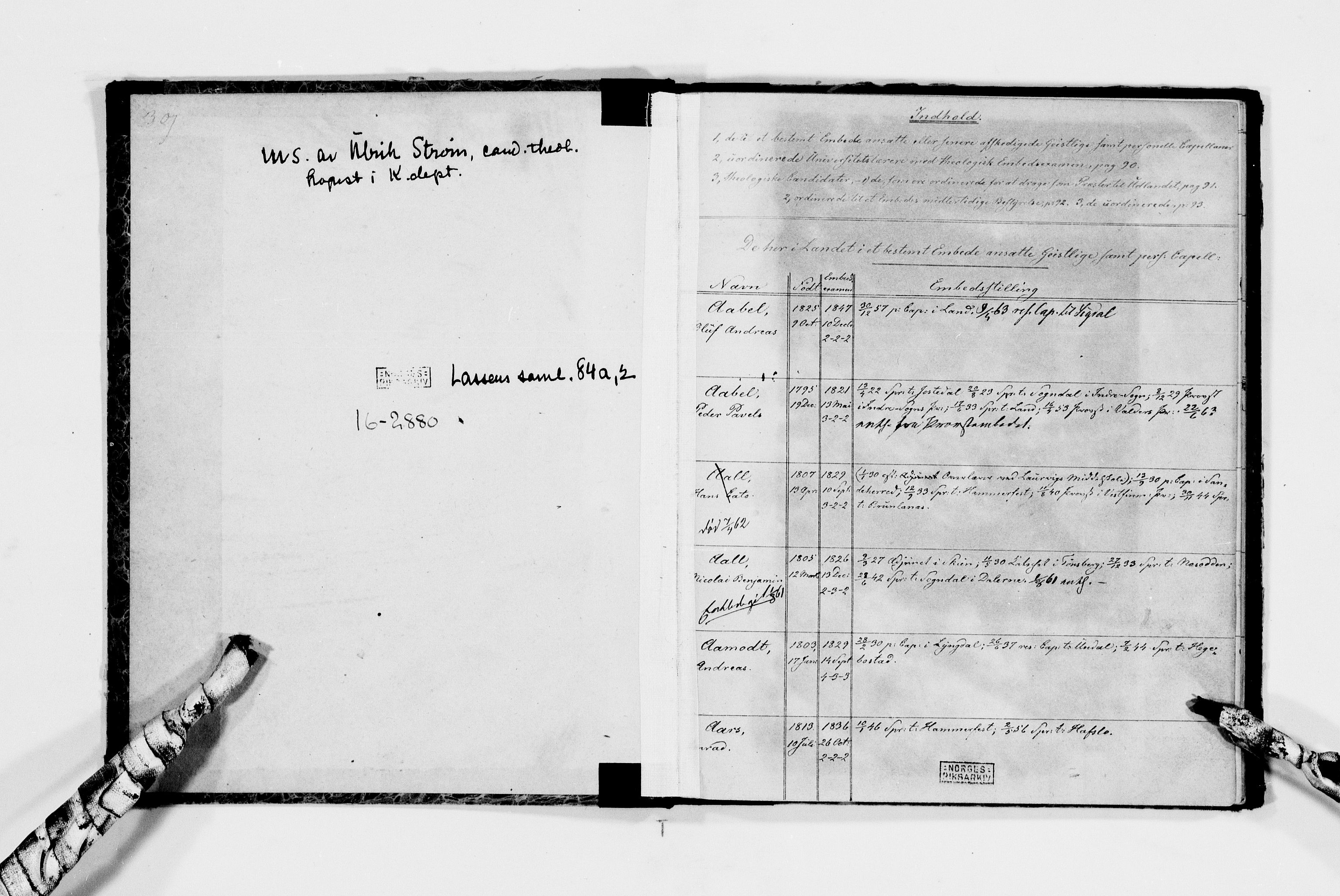 Lassens samlinger, AV/RA-PA-0051/F/Fd/L0084a2: Norske teologiske kandidater med og uten embete 1.1.1860 og senere, 1860, s. 2