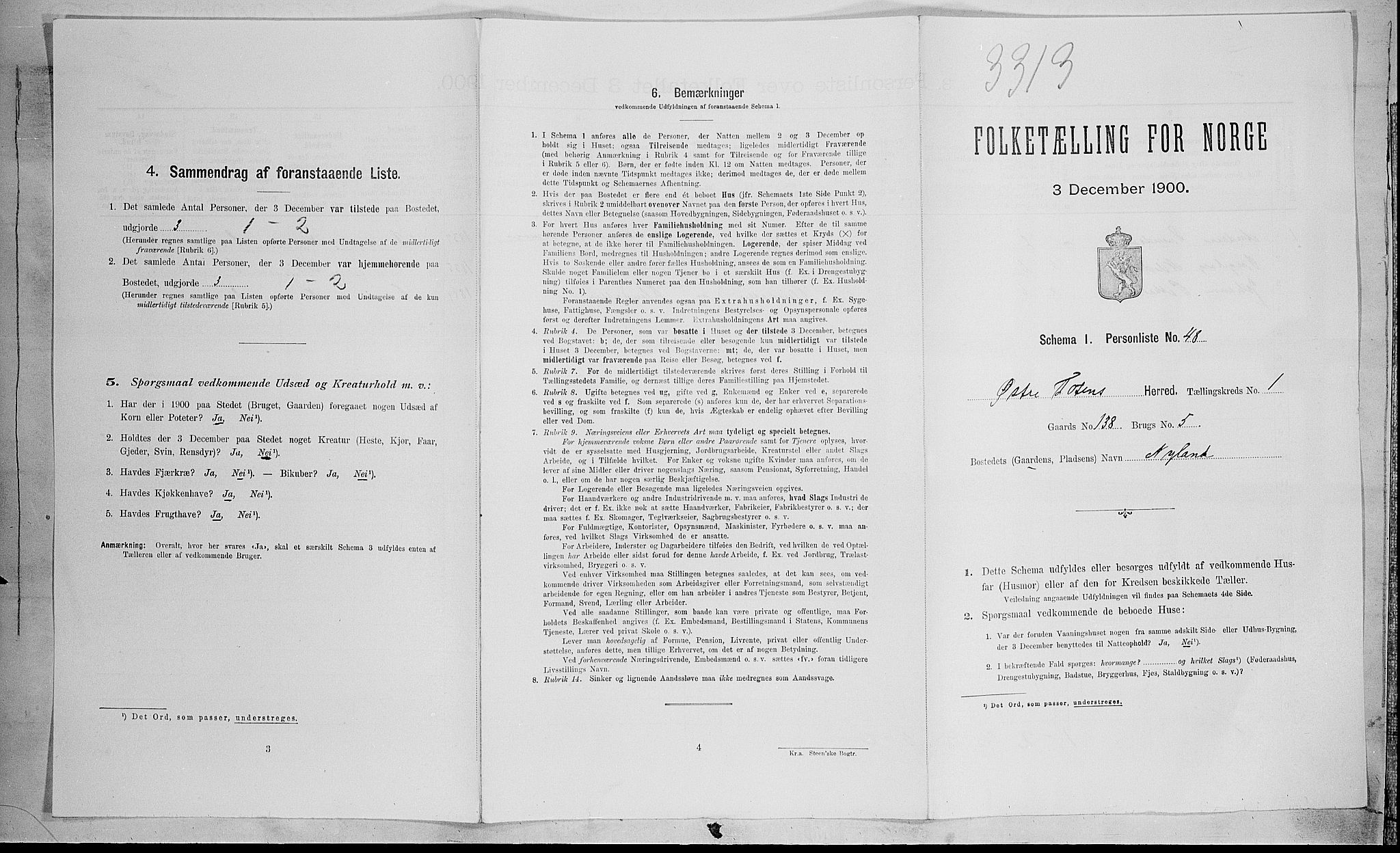 SAH, Folketelling 1900 for 0528 Østre Toten herred, 1900, s. 293