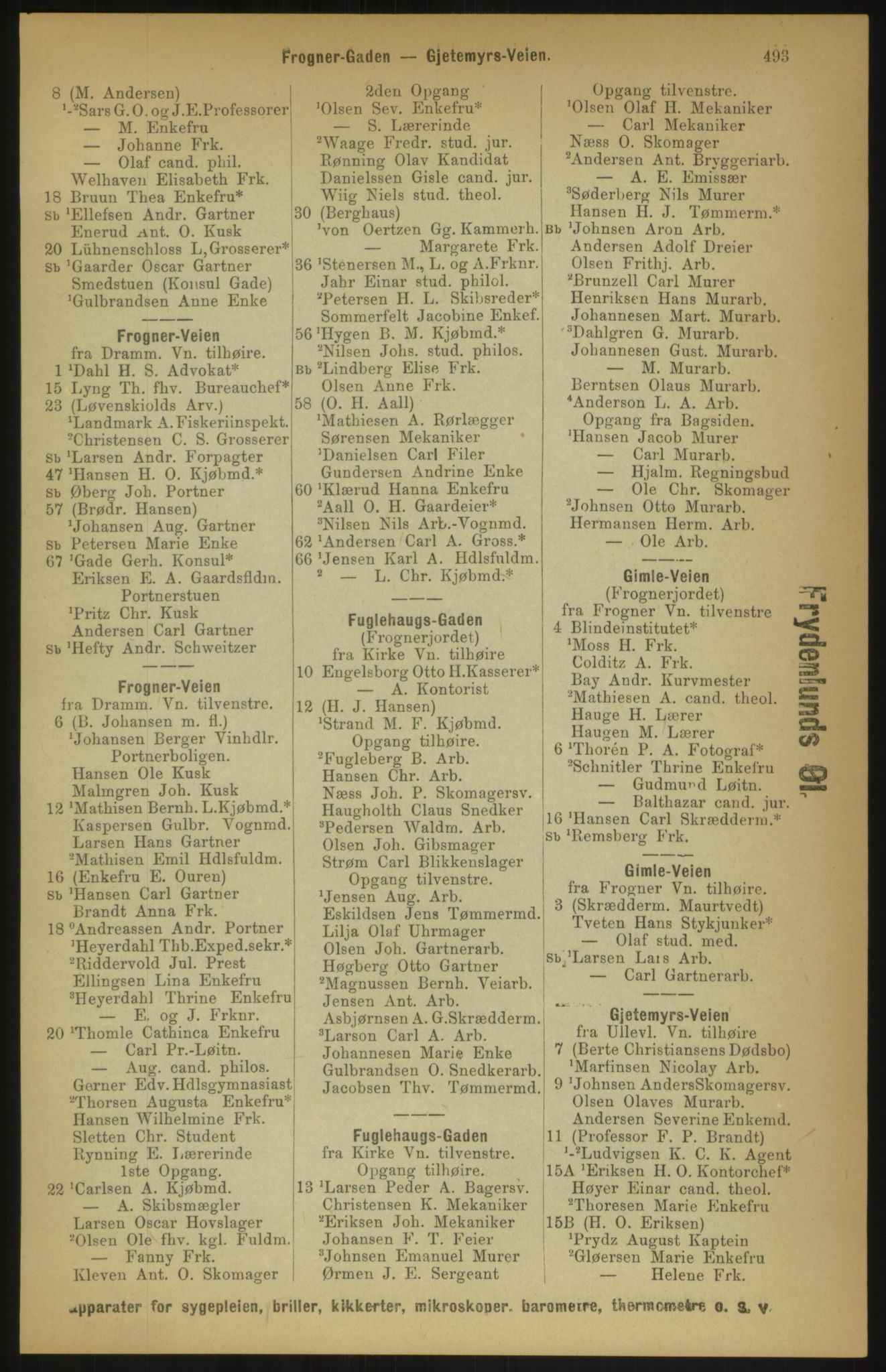 Kristiania/Oslo adressebok, PUBL/-, 1891, s. 493