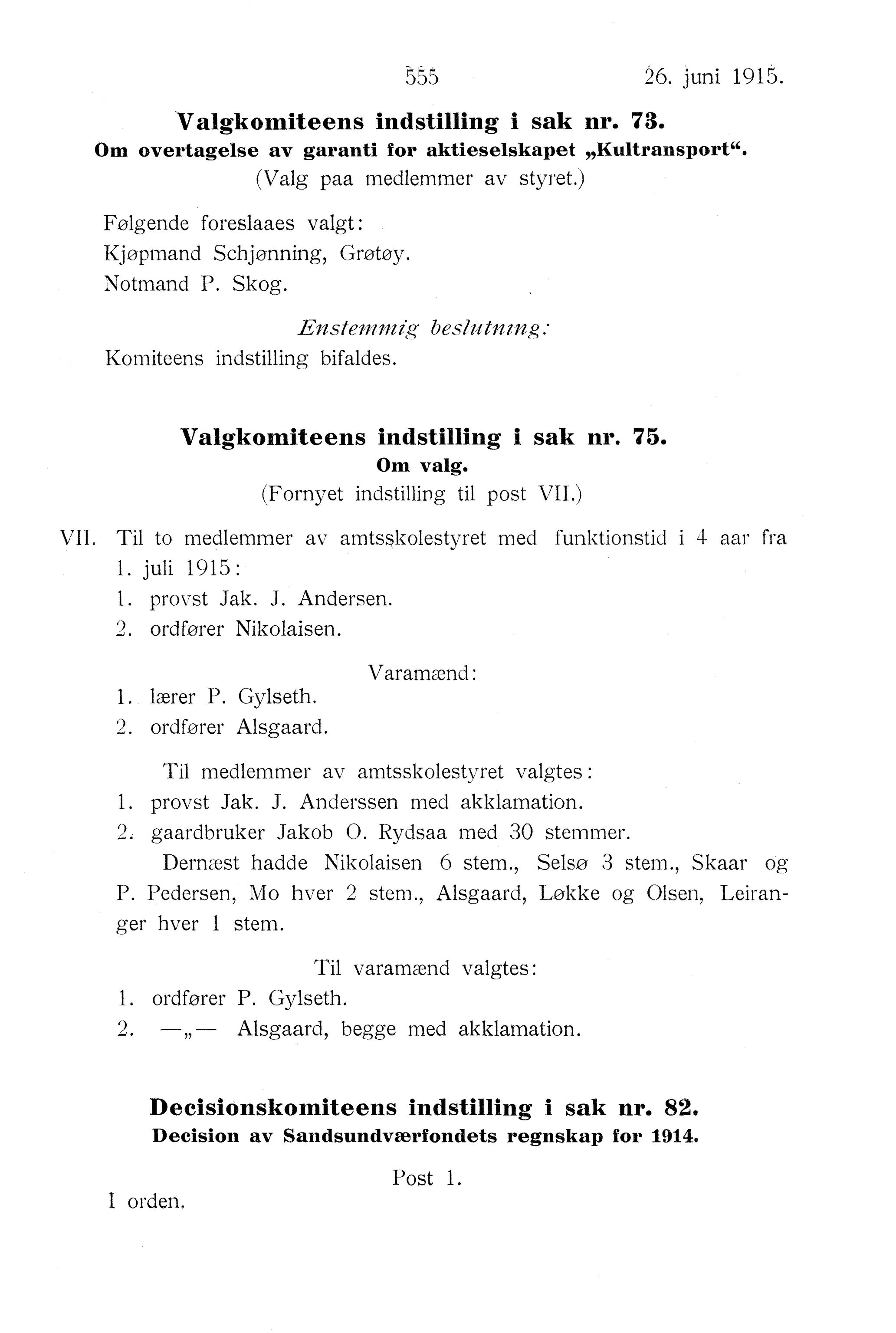 Nordland Fylkeskommune. Fylkestinget, AIN/NFK-17/176/A/Ac/L0038: Fylkestingsforhandlinger 1915, 1915