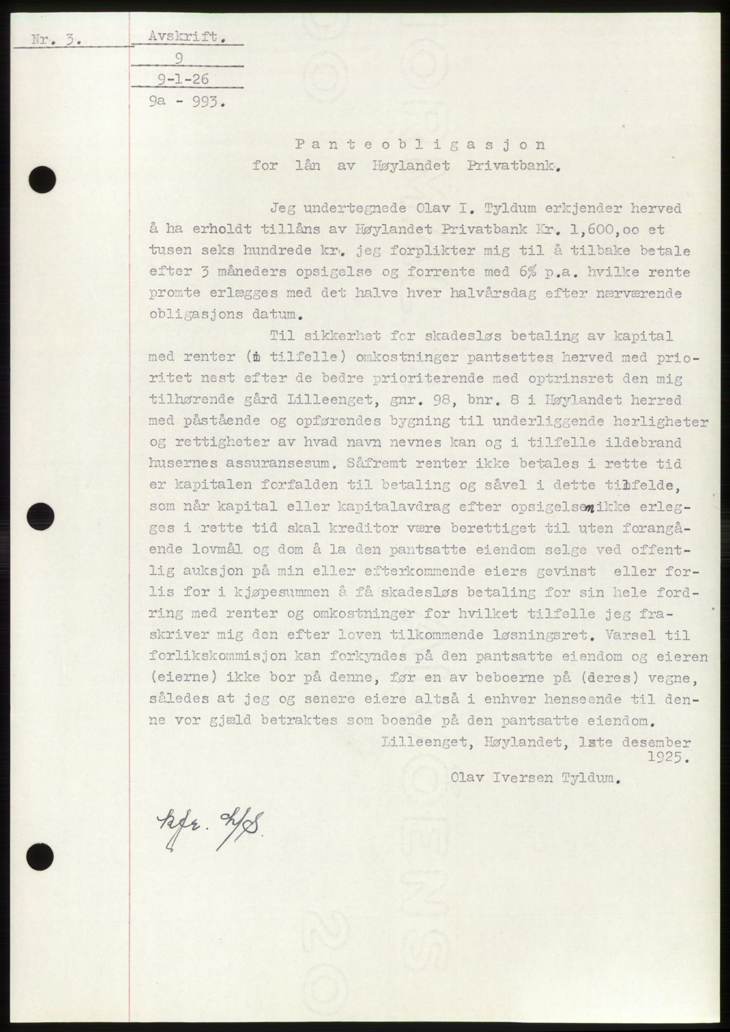 Namdal sorenskriveri, AV/SAT-A-4133/1/2/2C: Pantebok nr. -, 1926-1930, Tingl.dato: 09.01.1926
