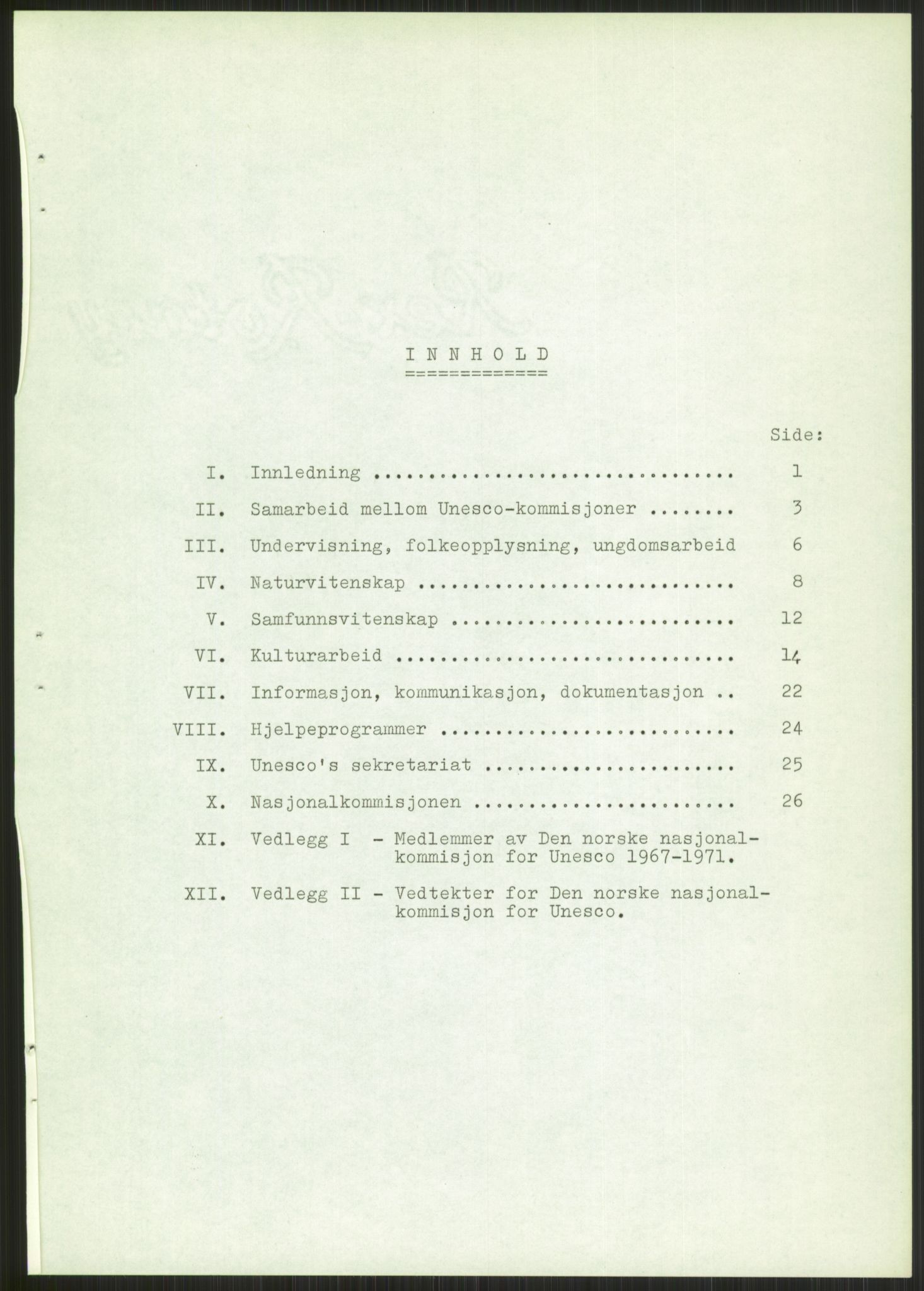 Den norske nasjonalkommisjonen for UNESCO, AV/RA-S-1730/A/Ad/L0001: --, 1953-1981