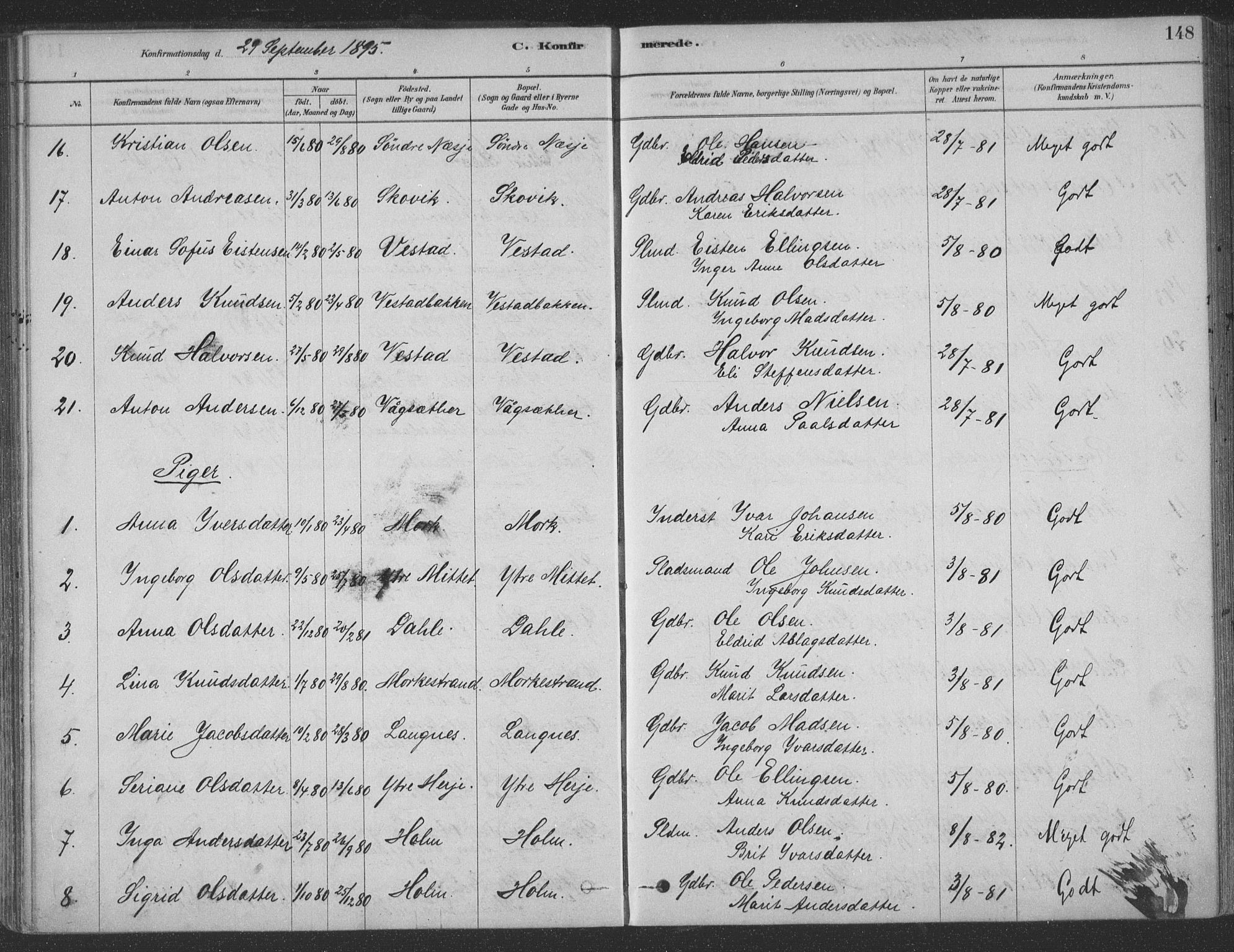 Ministerialprotokoller, klokkerbøker og fødselsregistre - Møre og Romsdal, SAT/A-1454/547/L0604: Ministerialbok nr. 547A06, 1878-1906, s. 148