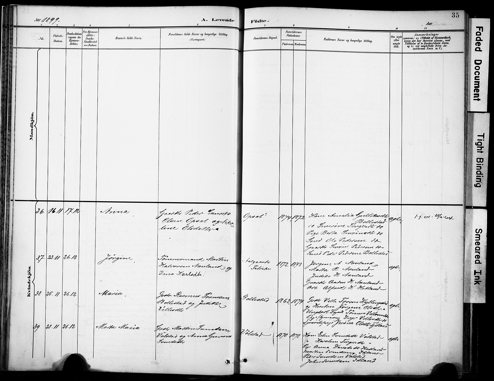 Lye sokneprestkontor, SAST/A-101794/001/30BA/L0012: Ministerialbok nr. A 11, 1896-1909, s. 35