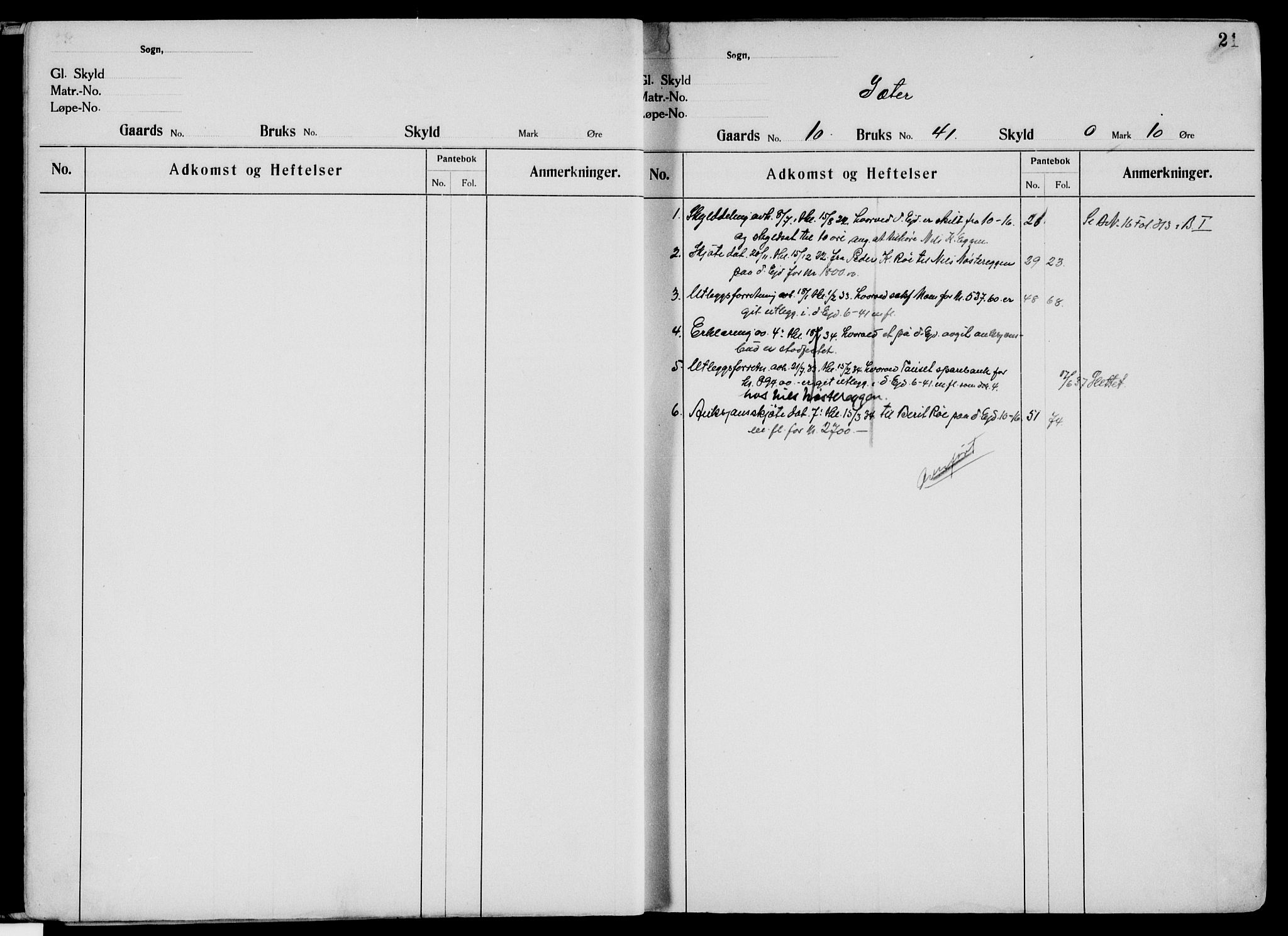 Nord-Østerdal tingrett, AV/SAH-TING-020/H/Ha/Hag/L0043: Panteregister nr. 7, 1919, s. 21