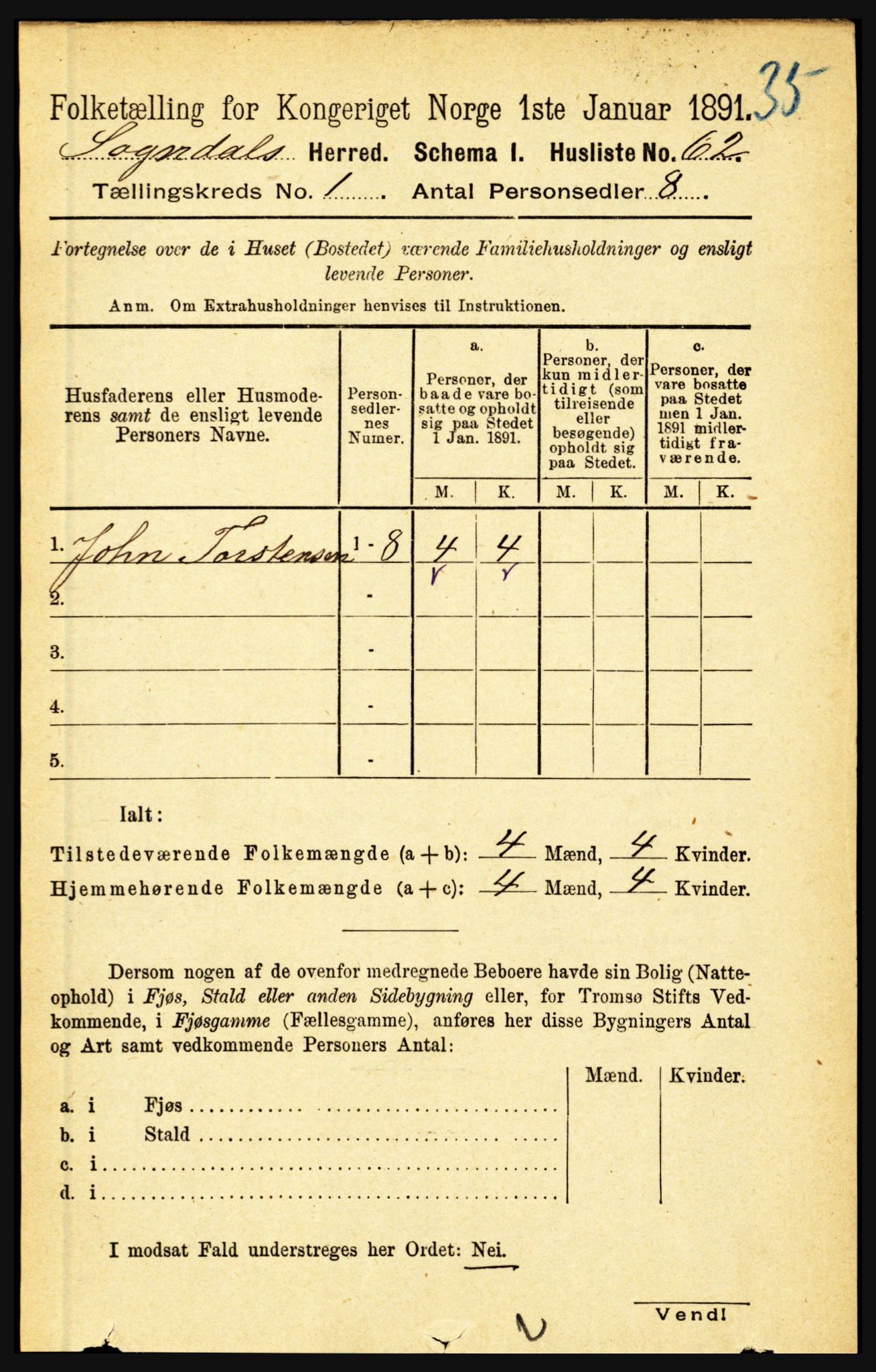 RA, Folketelling 1891 for 1420 Sogndal herred, 1891, s. 91