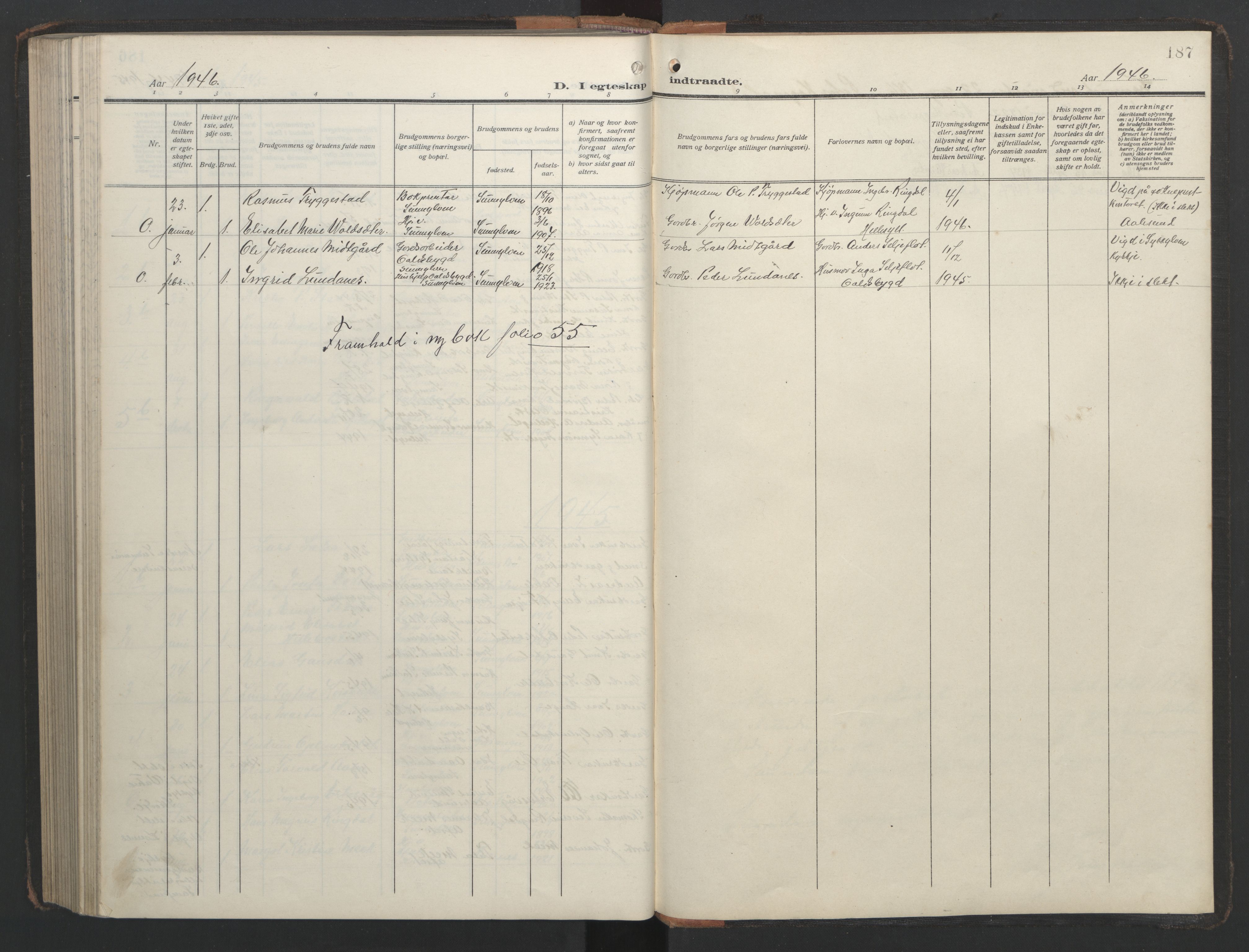 Ministerialprotokoller, klokkerbøker og fødselsregistre - Møre og Romsdal, AV/SAT-A-1454/517/L0232: Klokkerbok nr. 517C05, 1910-1946, s. 187