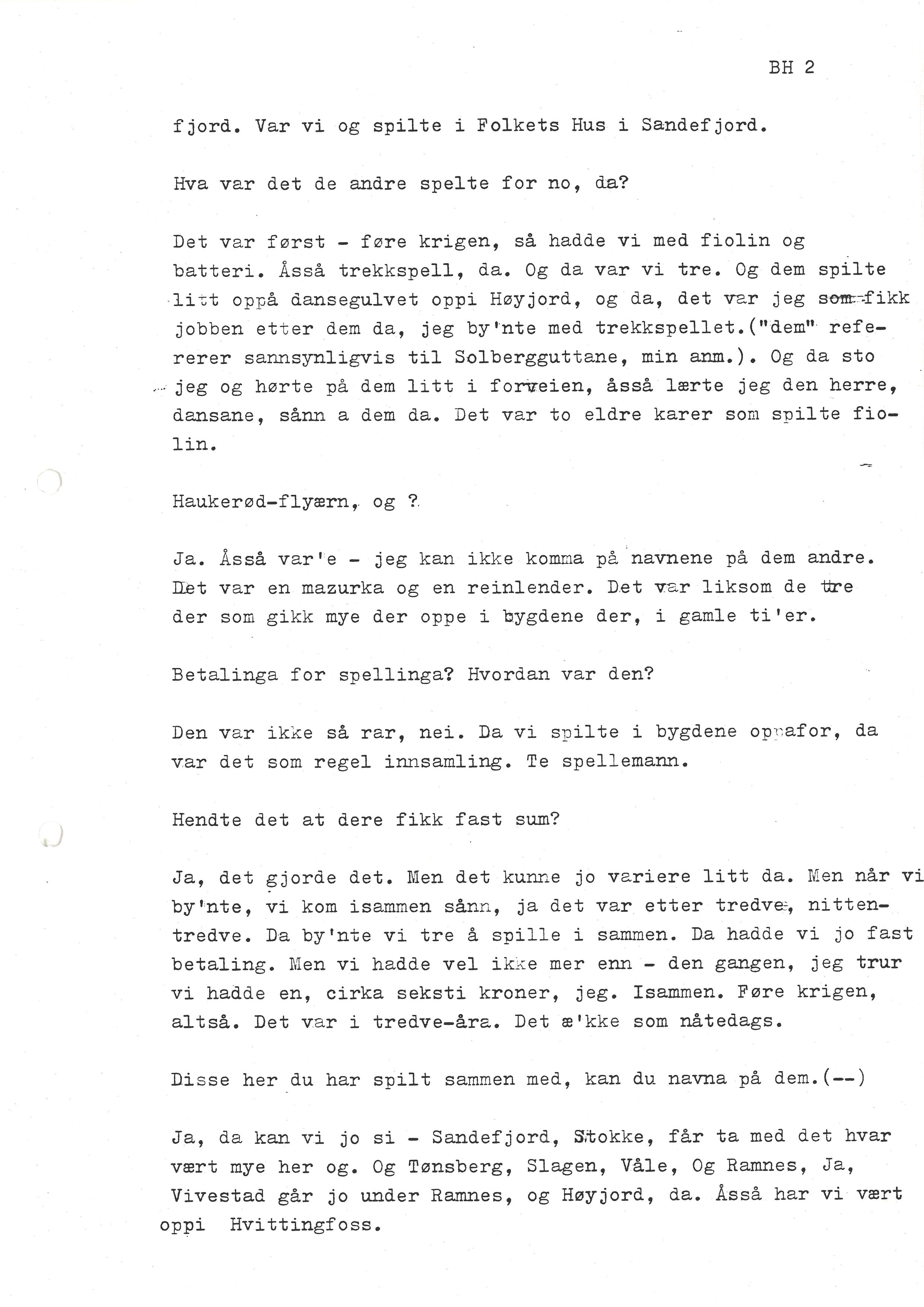 Sa 16 - Folkemusikk fra Vestfold, Gjerdesamlingen, VEMU/A-1868/I/L0001: Informantregister med intervjunedtegnelser, 1979-1986