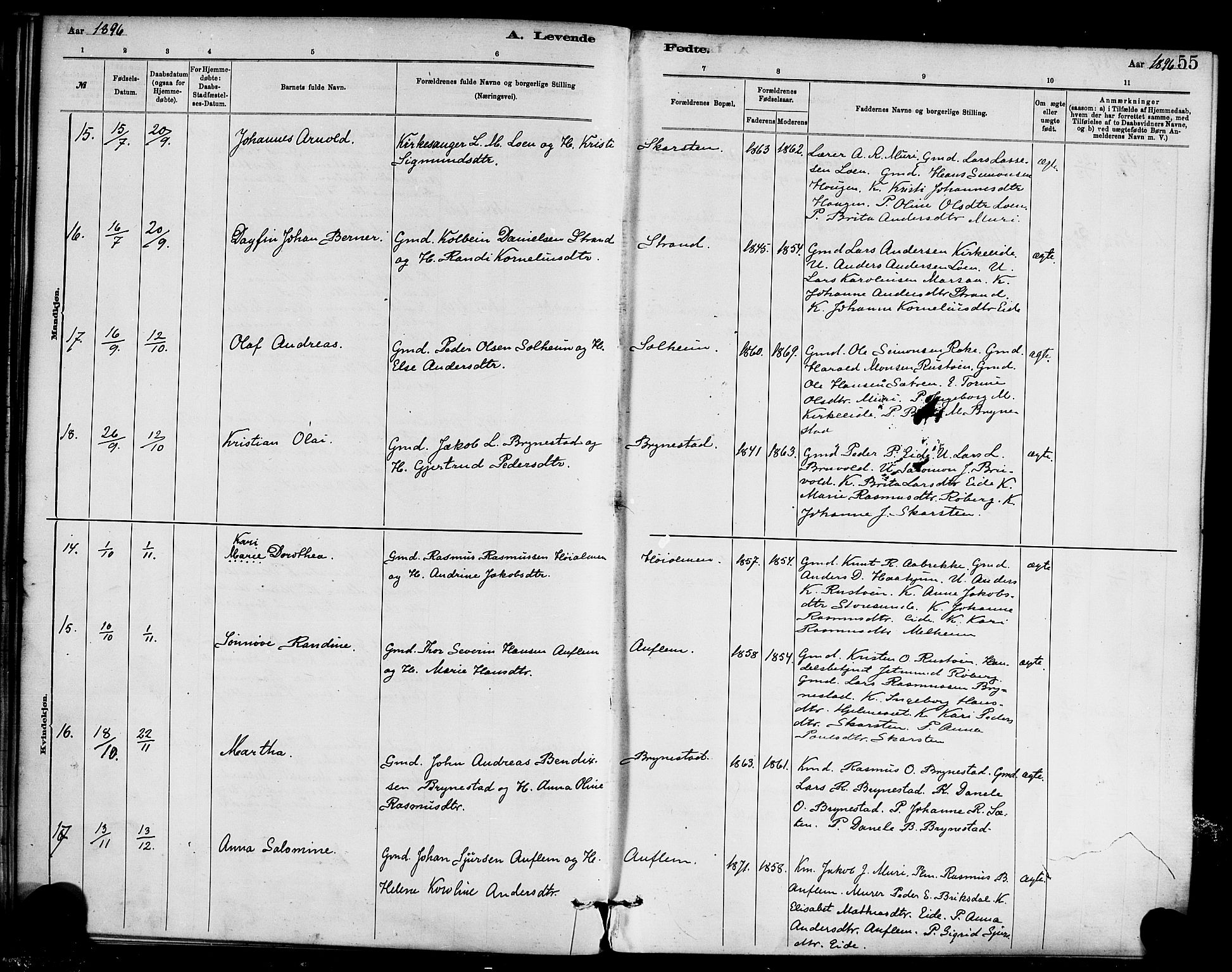 Innvik sokneprestembete, AV/SAB-A-80501: Ministerialbok nr. C 1, 1879-1900, s. 55