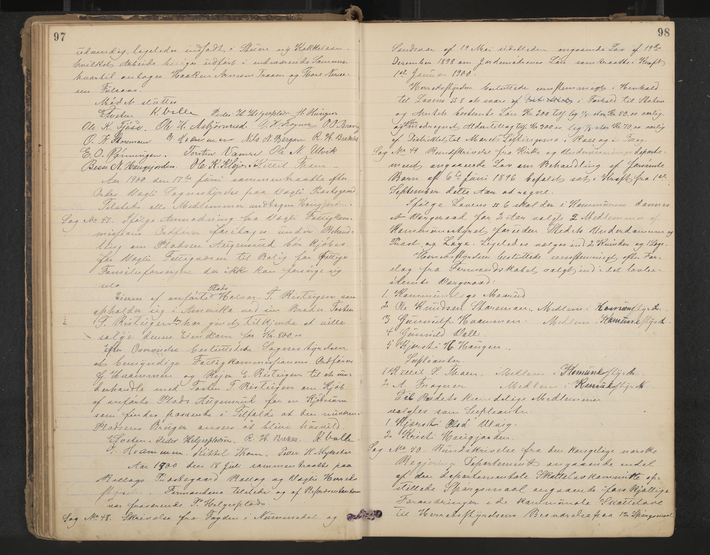 Rollag formannskap og sentraladministrasjon, IKAK/0632021-2/A/Aa/L0004: Møtebok, 1897-1909, s. 97-98