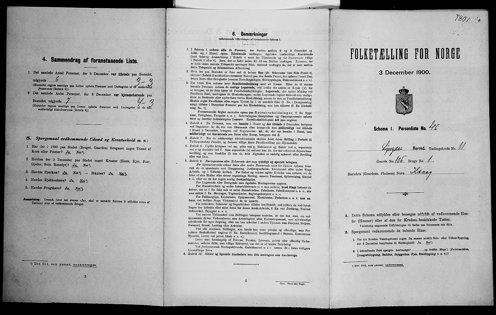 SAK, Folketelling 1900 for 1032 Lyngdal herred, 1900, s. 1614