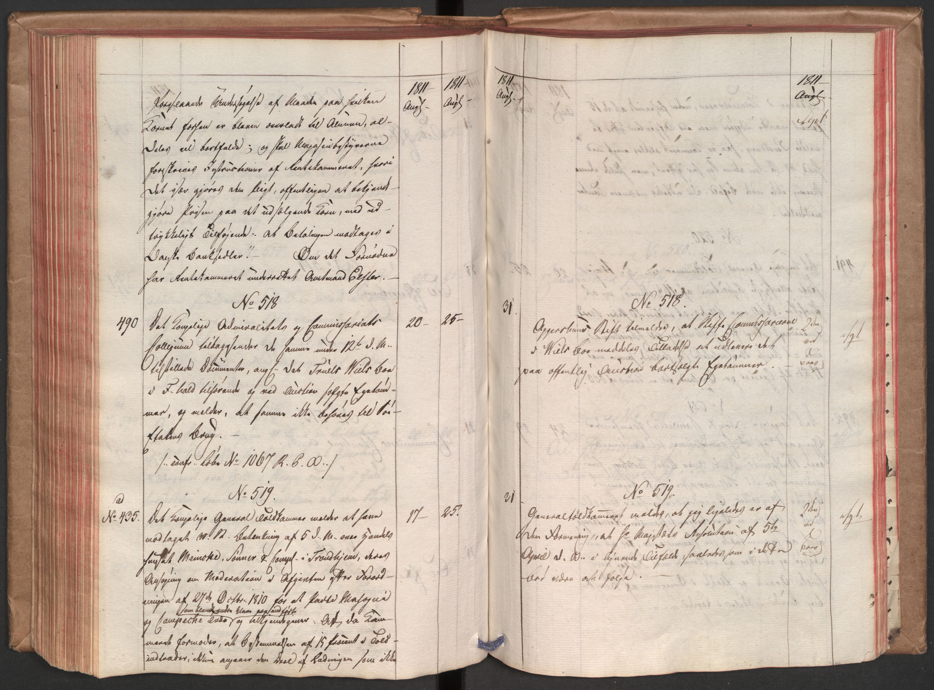 Stattholderembetet 1810-1814, 1. kontor (Kontor A), AV/RA-EA-2872/Aa/L0001: Kollegial referatprotokoll,  j.nr. 1-564,  l.nr. 1-610, 1810-1811, s. 186