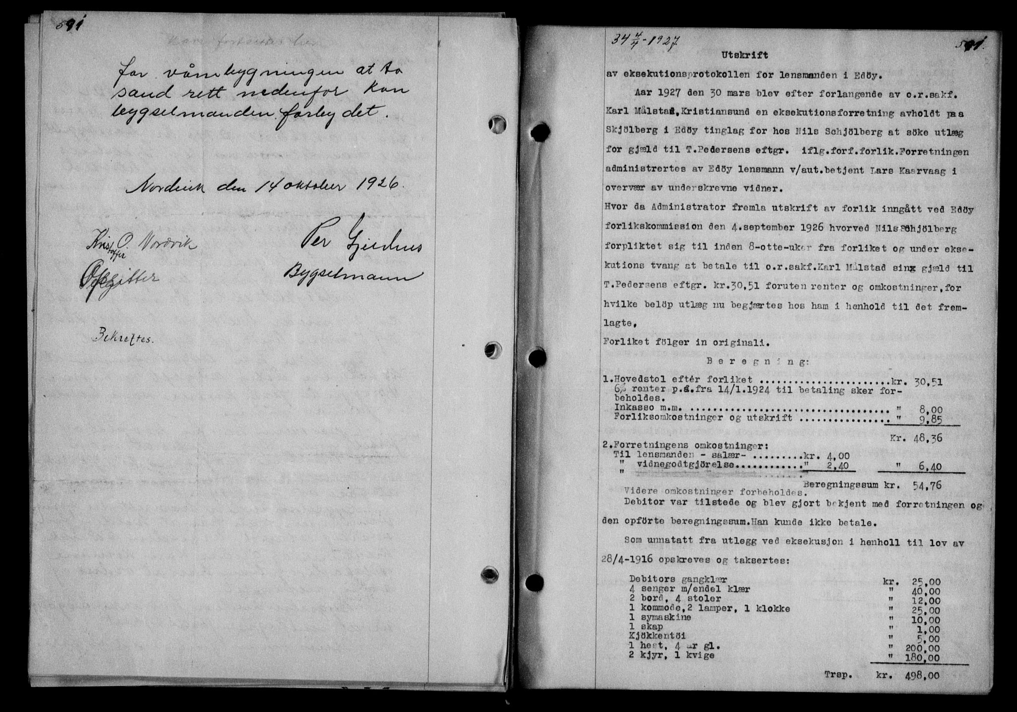 Nordmøre sorenskriveri, AV/SAT-A-4132/1/2/2Ca/L0061: Pantebok nr. 51, 1926-1927, Tingl.dato: 04.04.1927
