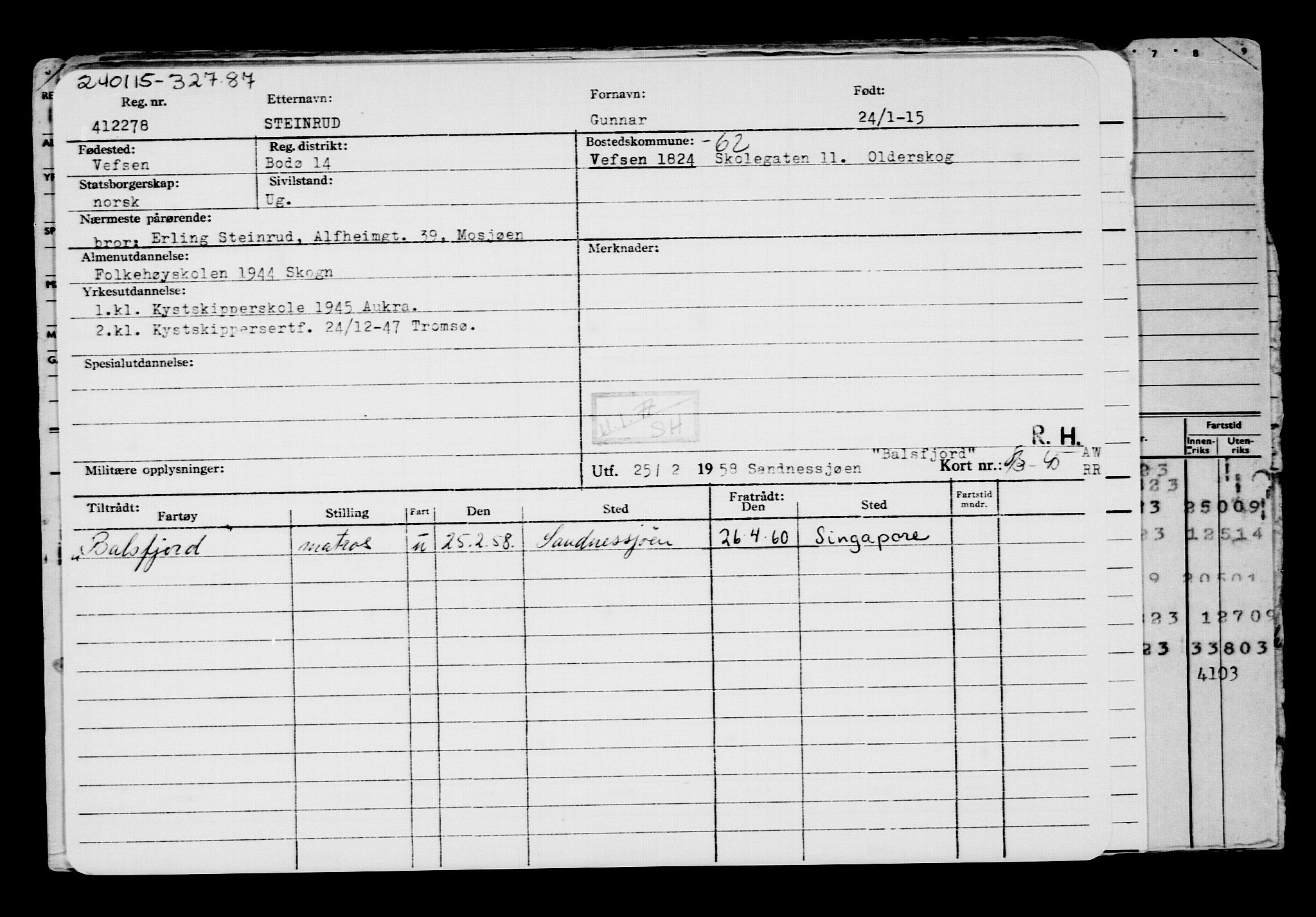 Direktoratet for sjømenn, AV/RA-S-3545/G/Gb/L0127: Hovedkort, 1915, s. 92