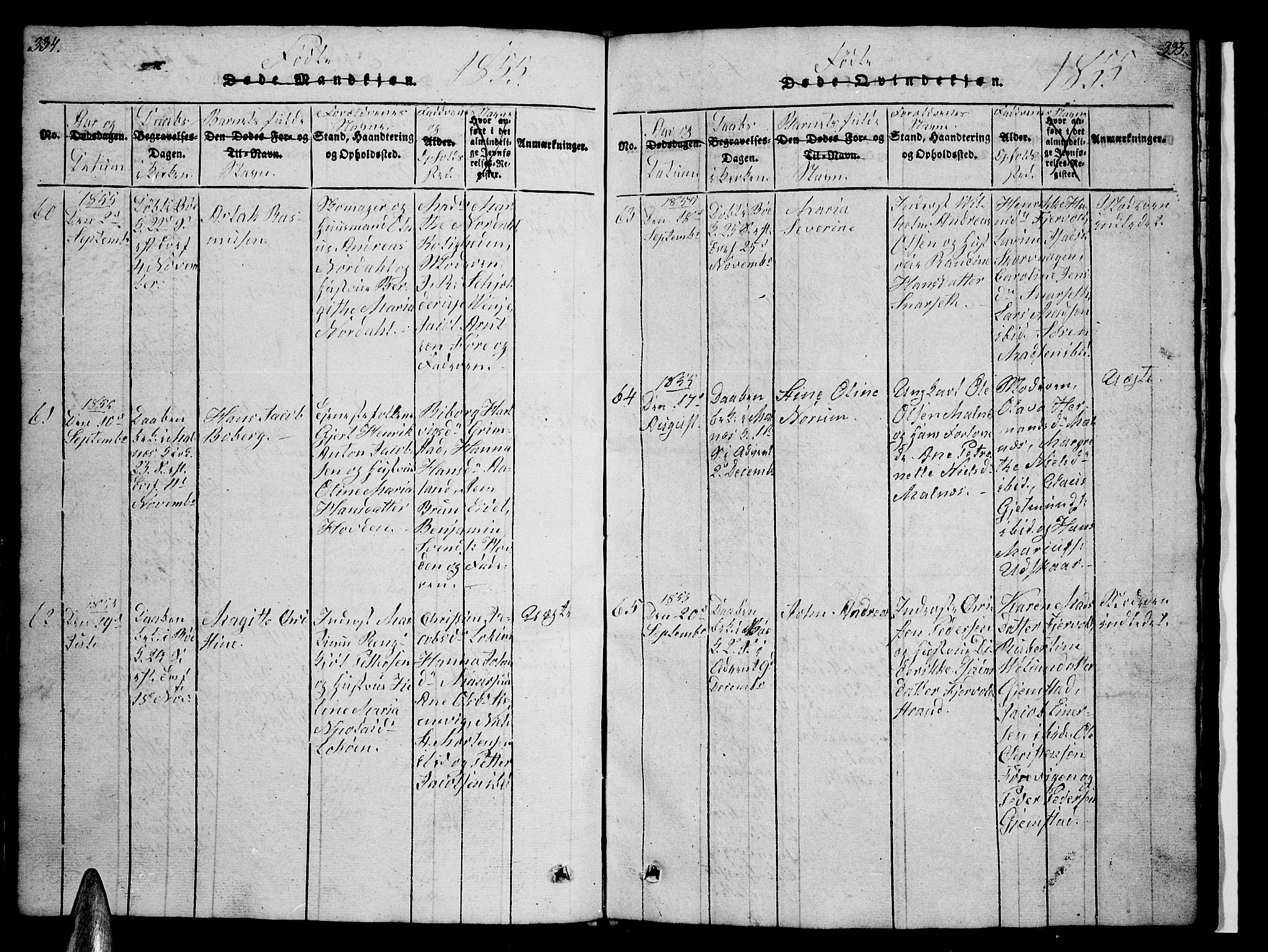 Ministerialprotokoller, klokkerbøker og fødselsregistre - Nordland, AV/SAT-A-1459/891/L1312: Klokkerbok nr. 891C01, 1820-1856, s. 334-335