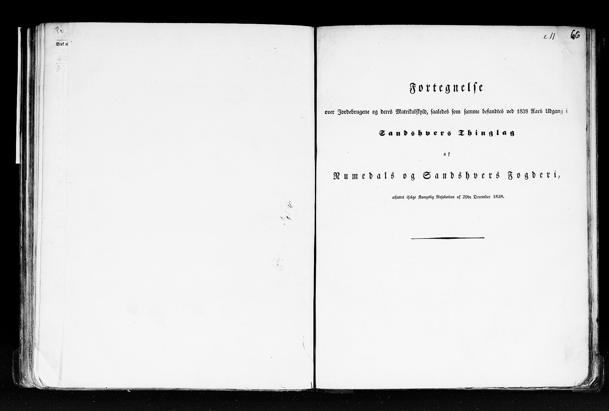 Rygh, RA/PA-0034/F/Fb/L0005: Matrikkelen for 1838 - Buskerud amt (Buskerud fylke), 1838, s. 66a