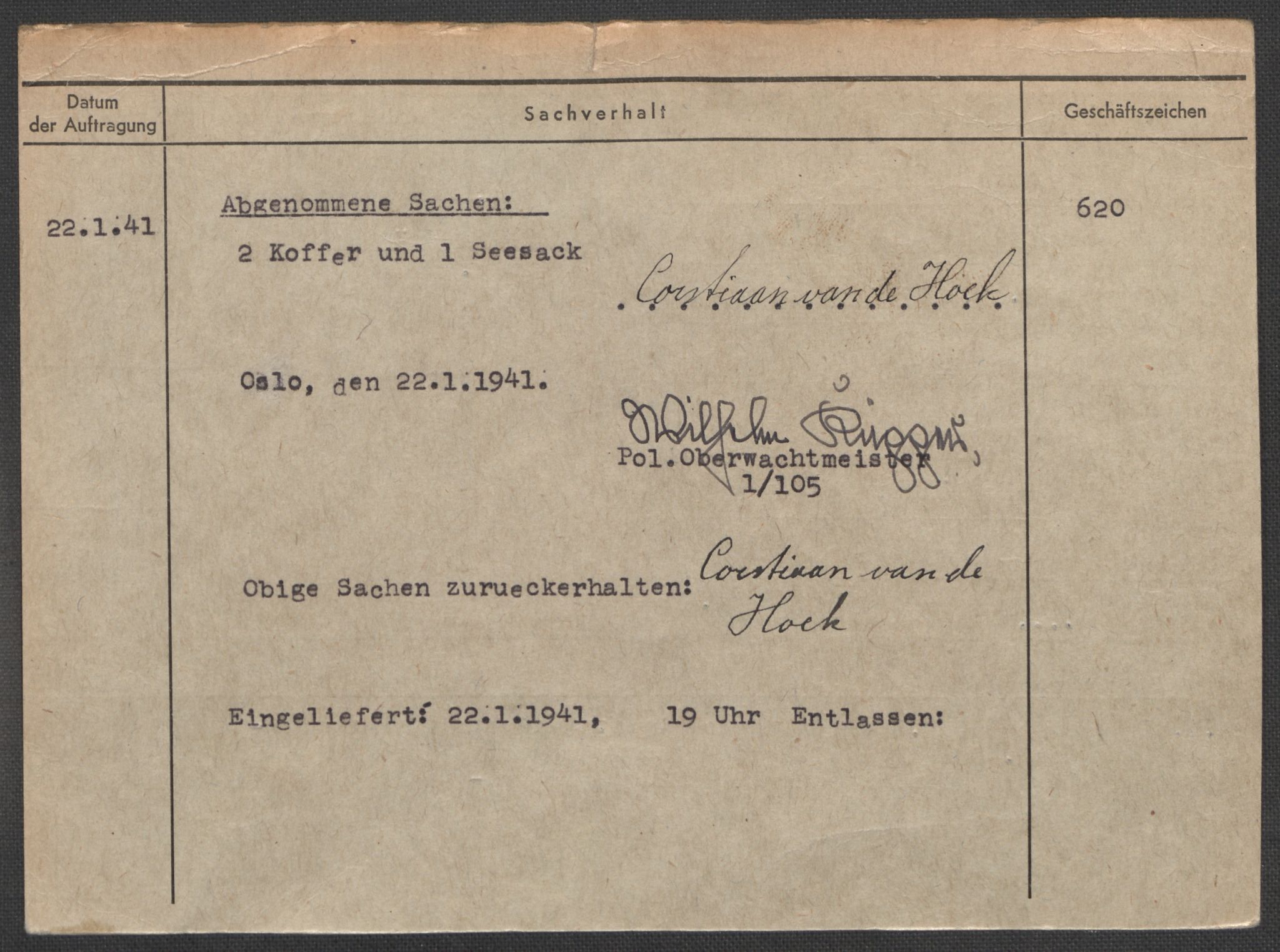 Befehlshaber der Sicherheitspolizei und des SD, AV/RA-RAFA-5969/E/Ea/Eaa/L0004: Register over norske fanger i Møllergata 19: Hal-Hæ, 1940-1945, s. 1156