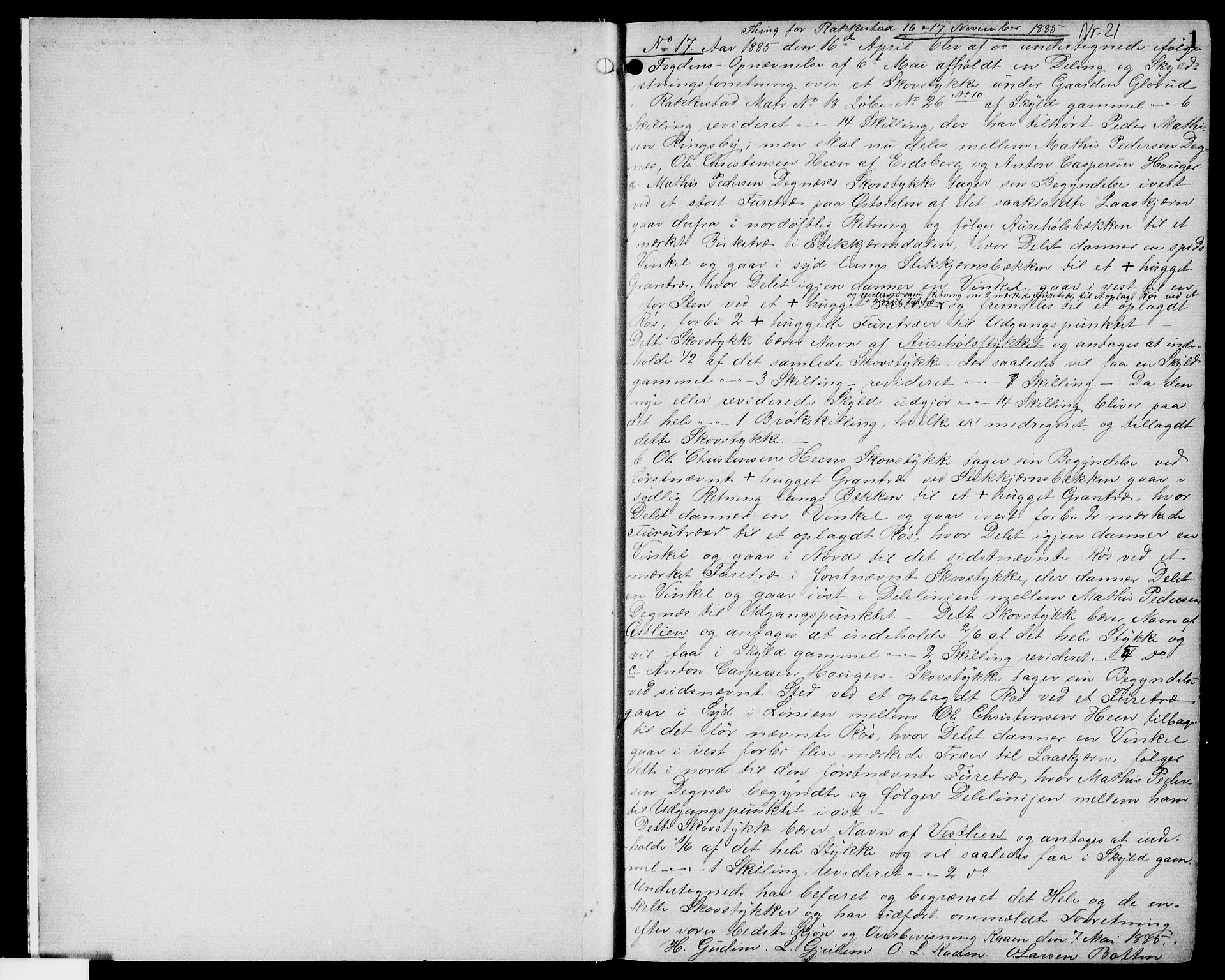 Rakkestad sorenskriveri, SAO/A-10686/G/Gb/Gba/Gbaa/L0021: Pantebok nr. 21, 1885-1889, s. 1