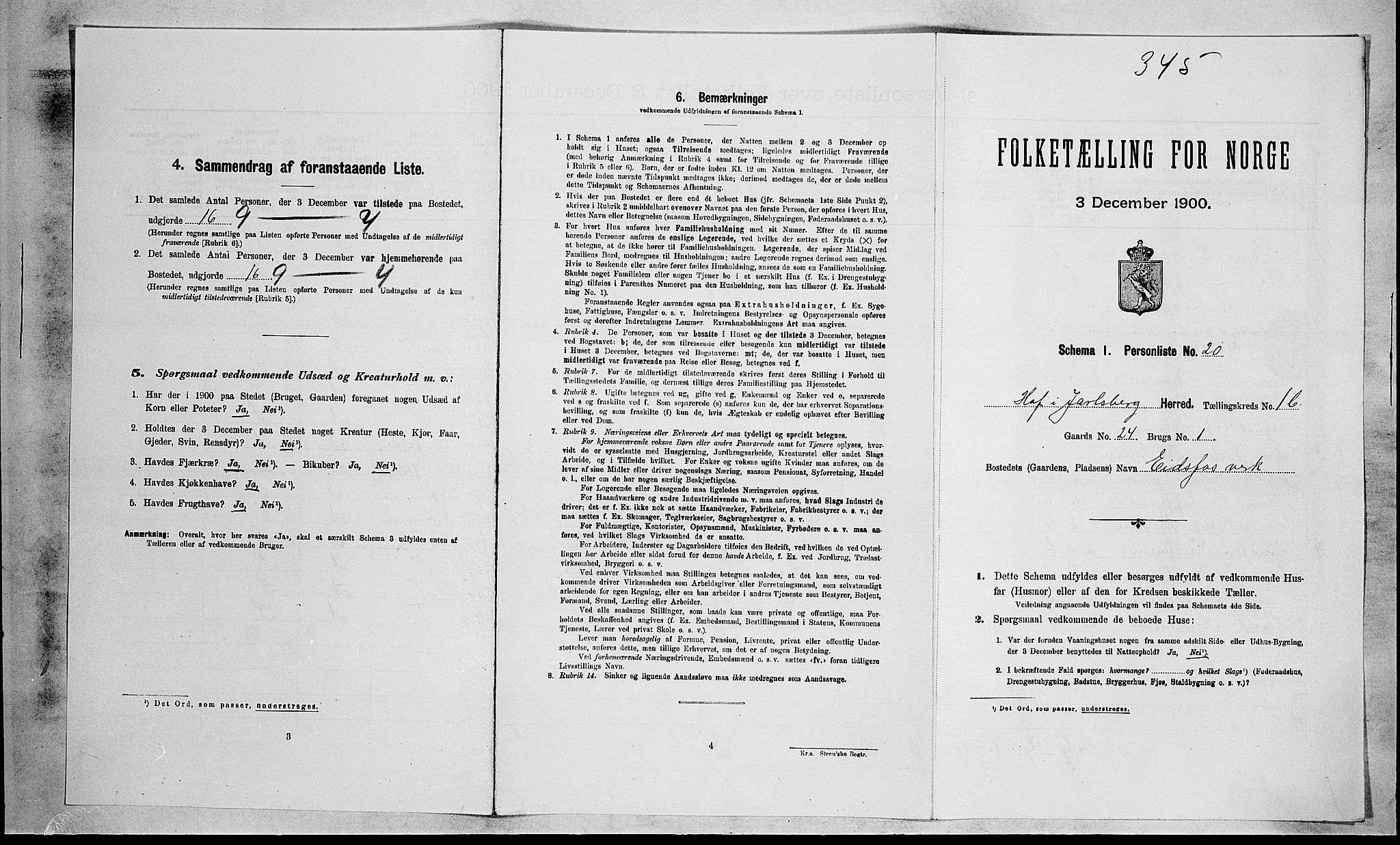 RA, Folketelling 1900 for 0714 Hof herred, 1900, s. 167