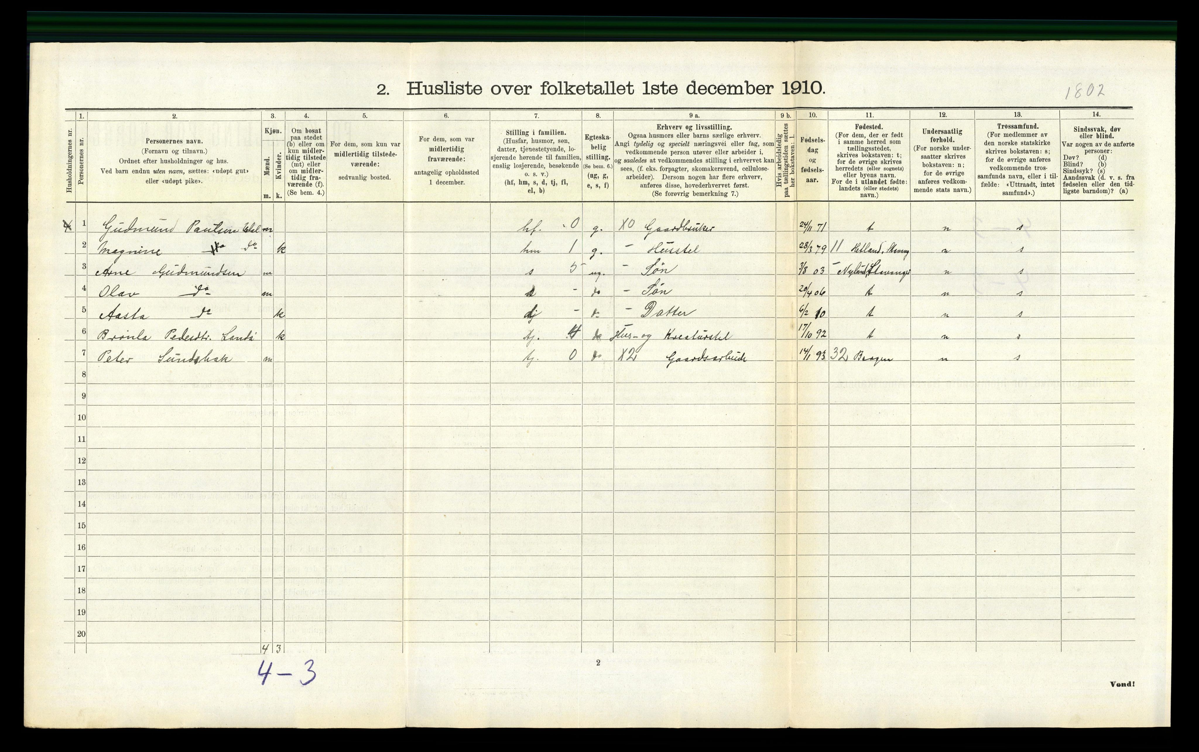 RA, Folketelling 1910 for 1155 Vats herred, 1910, s. 297