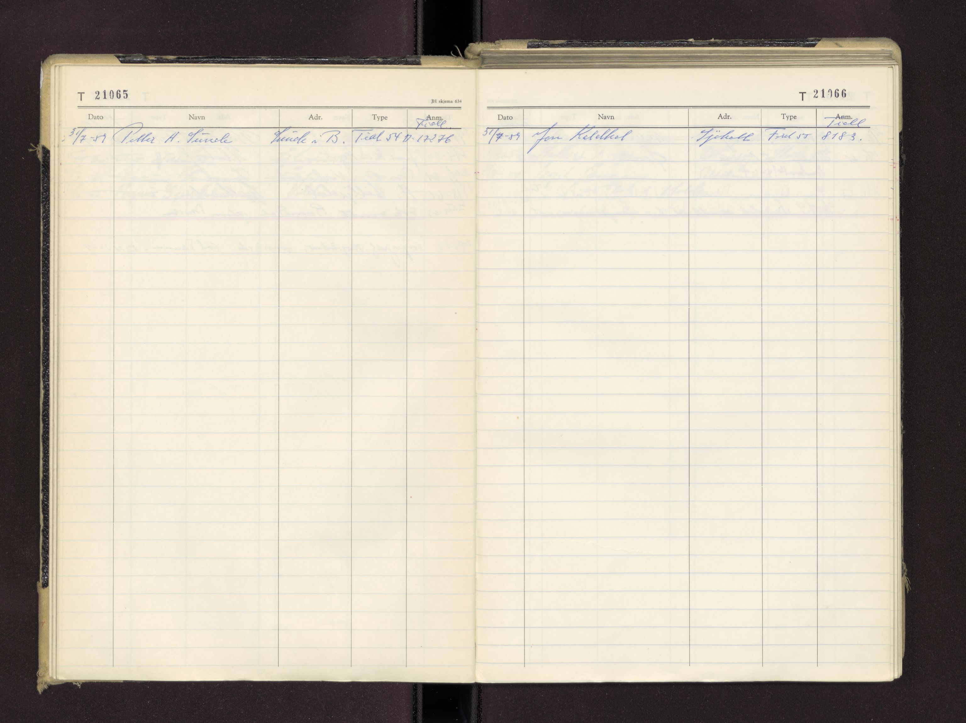 Møre og Romsdal vegkontor - Ålesund trafikkstasjon, AV/SAT-A-4099/F/Fc/L0016: Bilregister; T 21000 - T 21499, 1955-1970