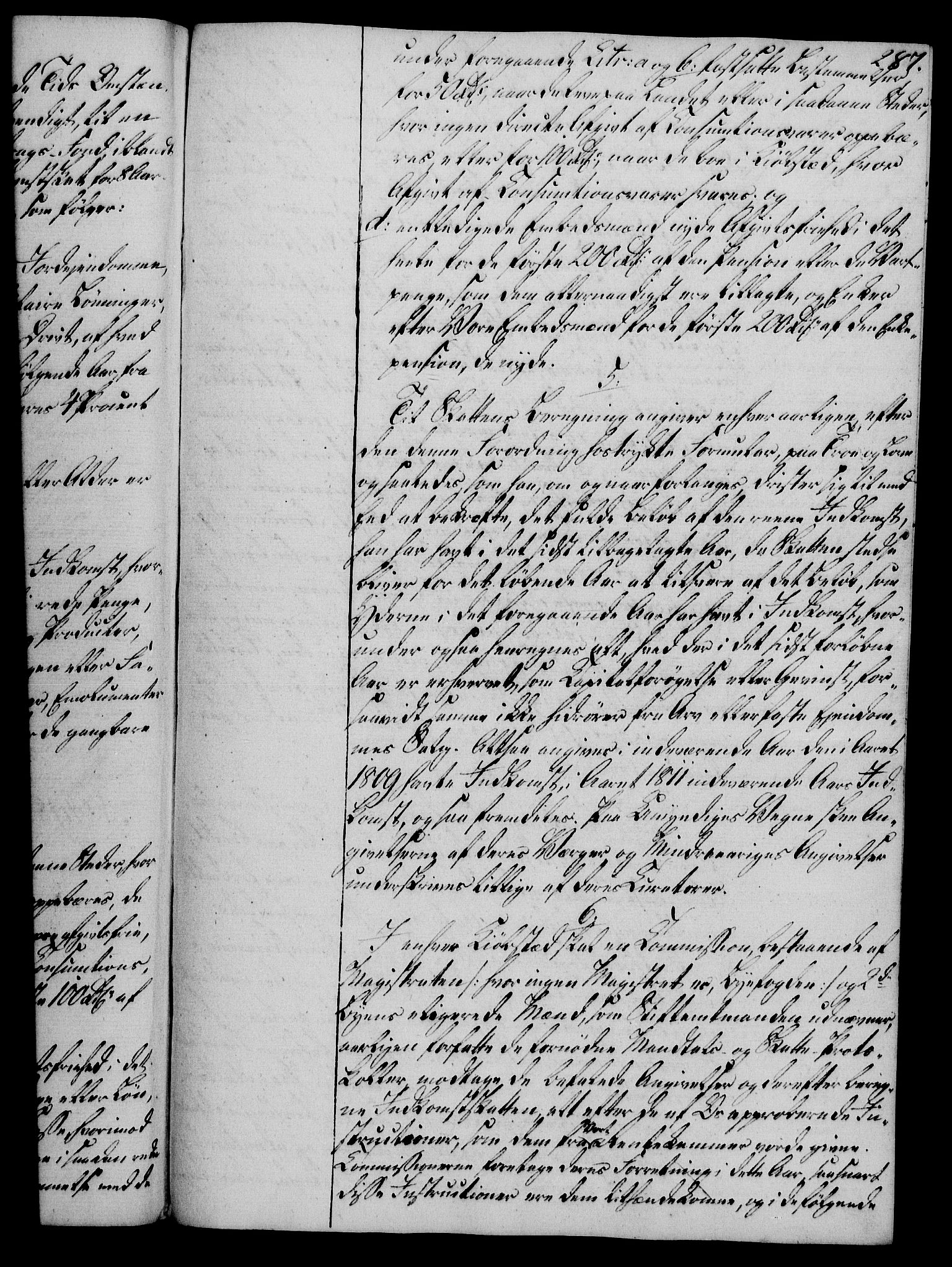 Rentekammeret, Kammerkanselliet, AV/RA-EA-3111/G/Gg/Gga/L0019: Norsk ekspedisjonsprotokoll med register (merket RK 53.19), 1807-1810, s. 287