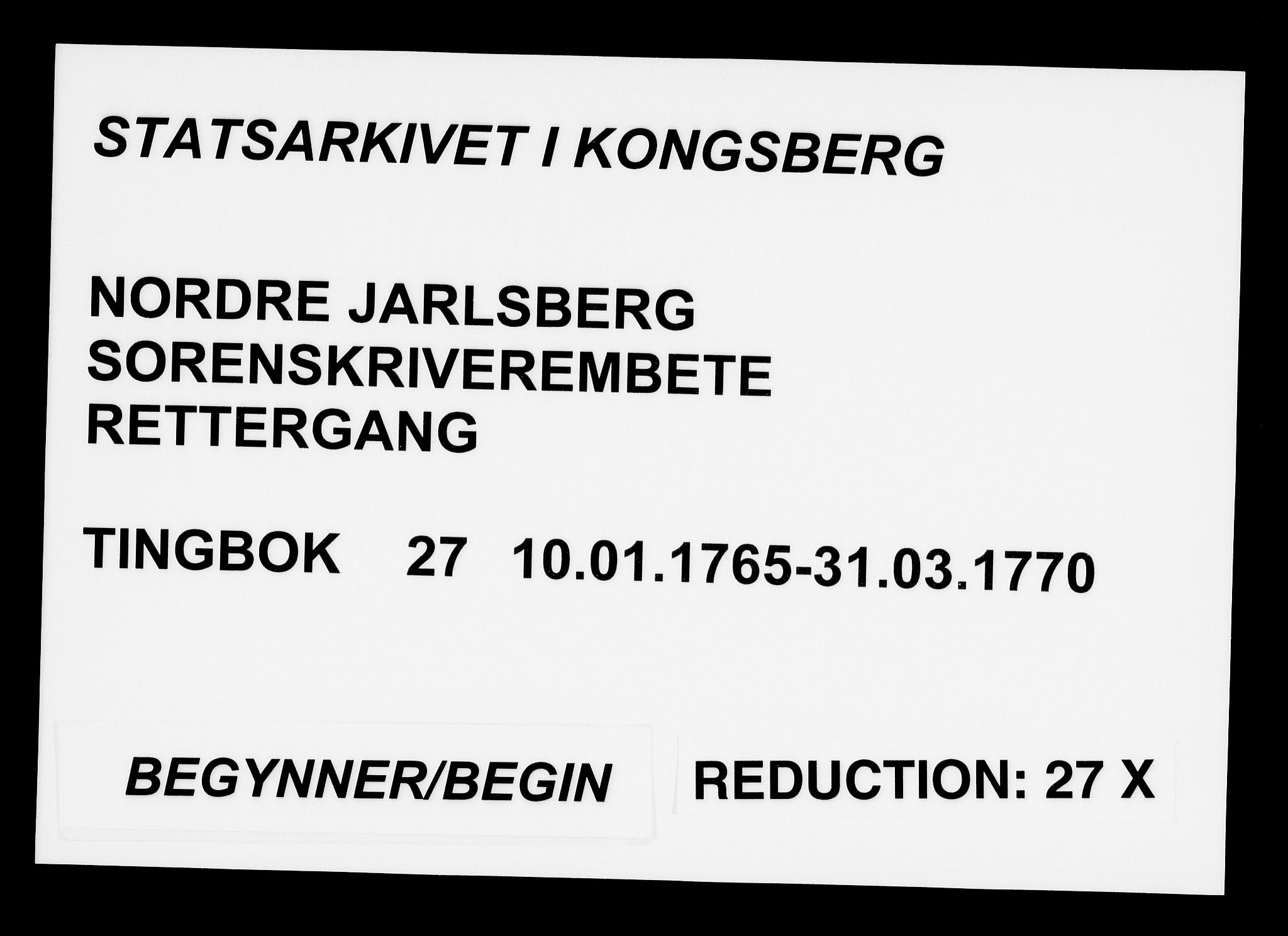 Nordre Jarlsberg sorenskriveri, AV/SAKO-A-80/F/Fa/Faa/L0027: Tingbok, 1765-1770