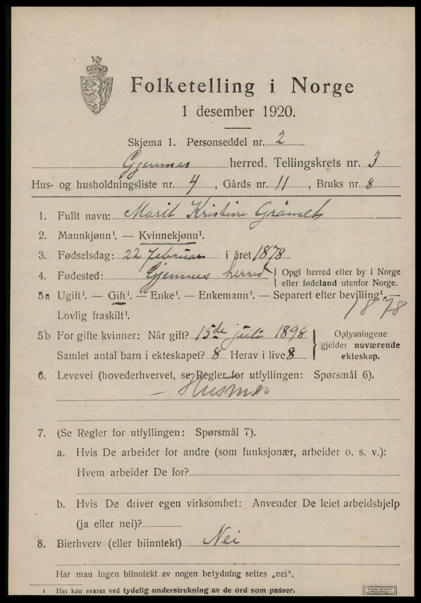 SAT, Folketelling 1920 for 1557 Gjemnes herred, 1920, s. 1230