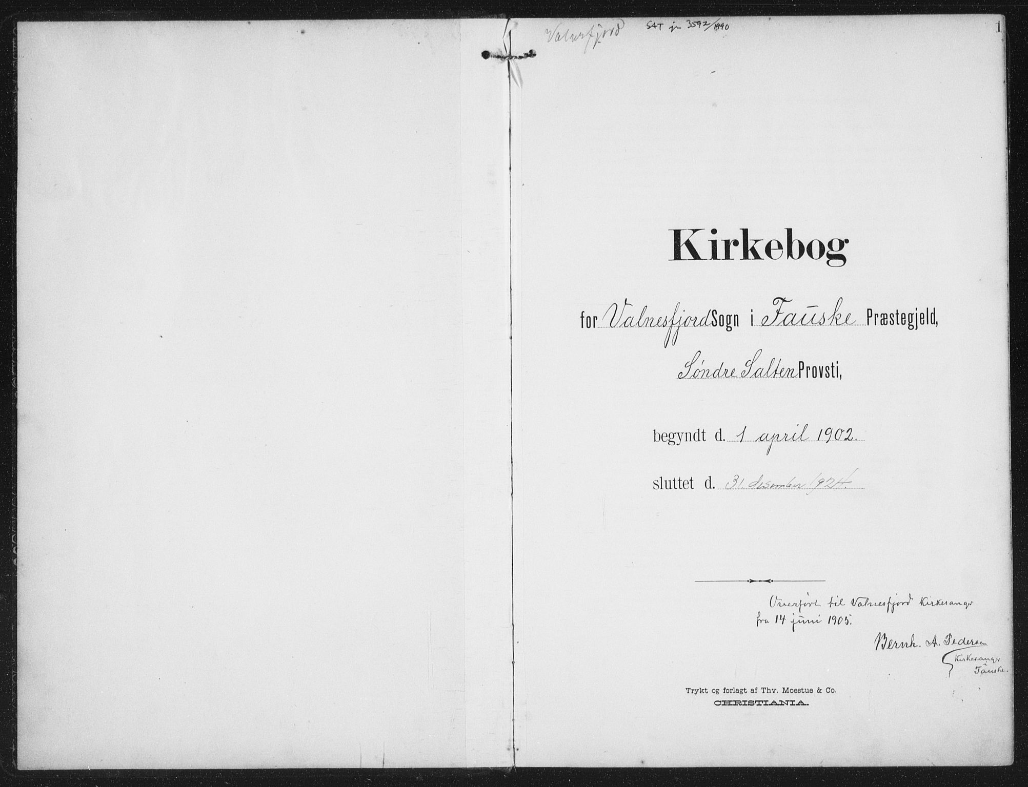 Ministerialprotokoller, klokkerbøker og fødselsregistre - Nordland, AV/SAT-A-1459/851/L0726: Klokkerbok nr. 851C01, 1902-1924, s. 1