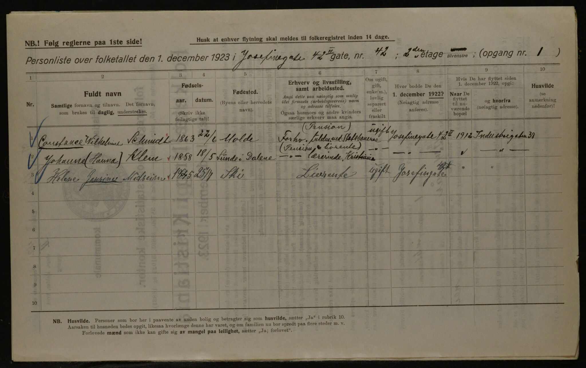 OBA, Kommunal folketelling 1.12.1923 for Kristiania, 1923, s. 53471